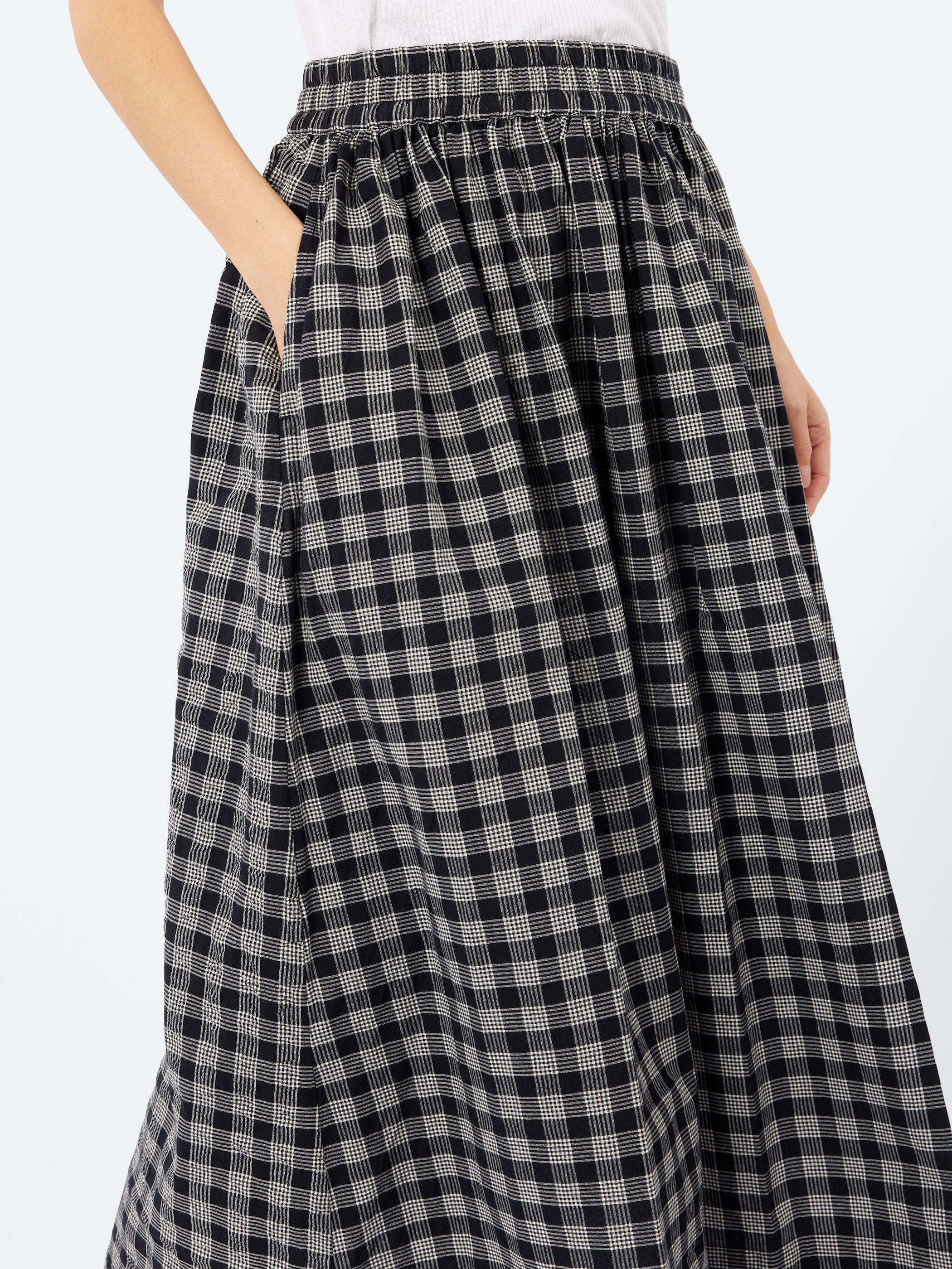 Binding Check Cotton Wool Seersucker Skirt