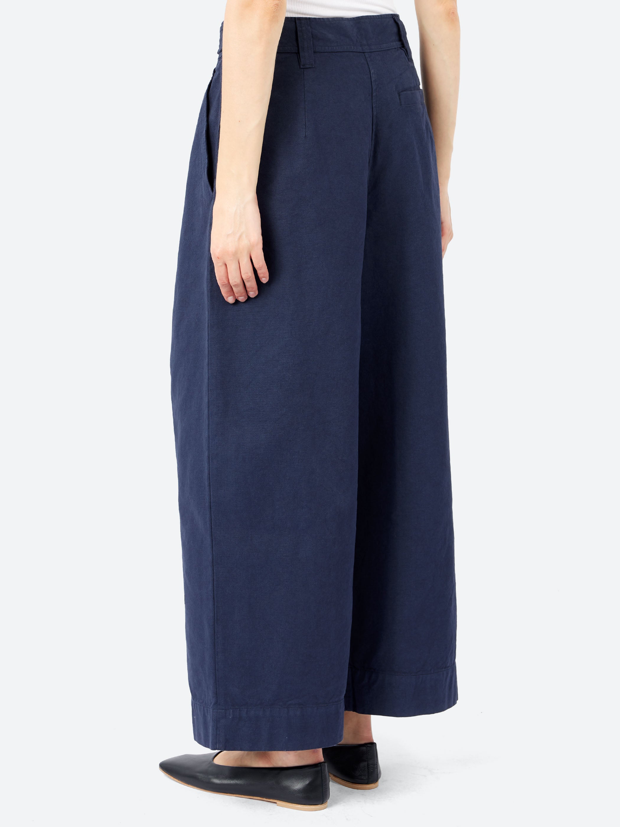 Cotton Canvas Pleat Front Trousers