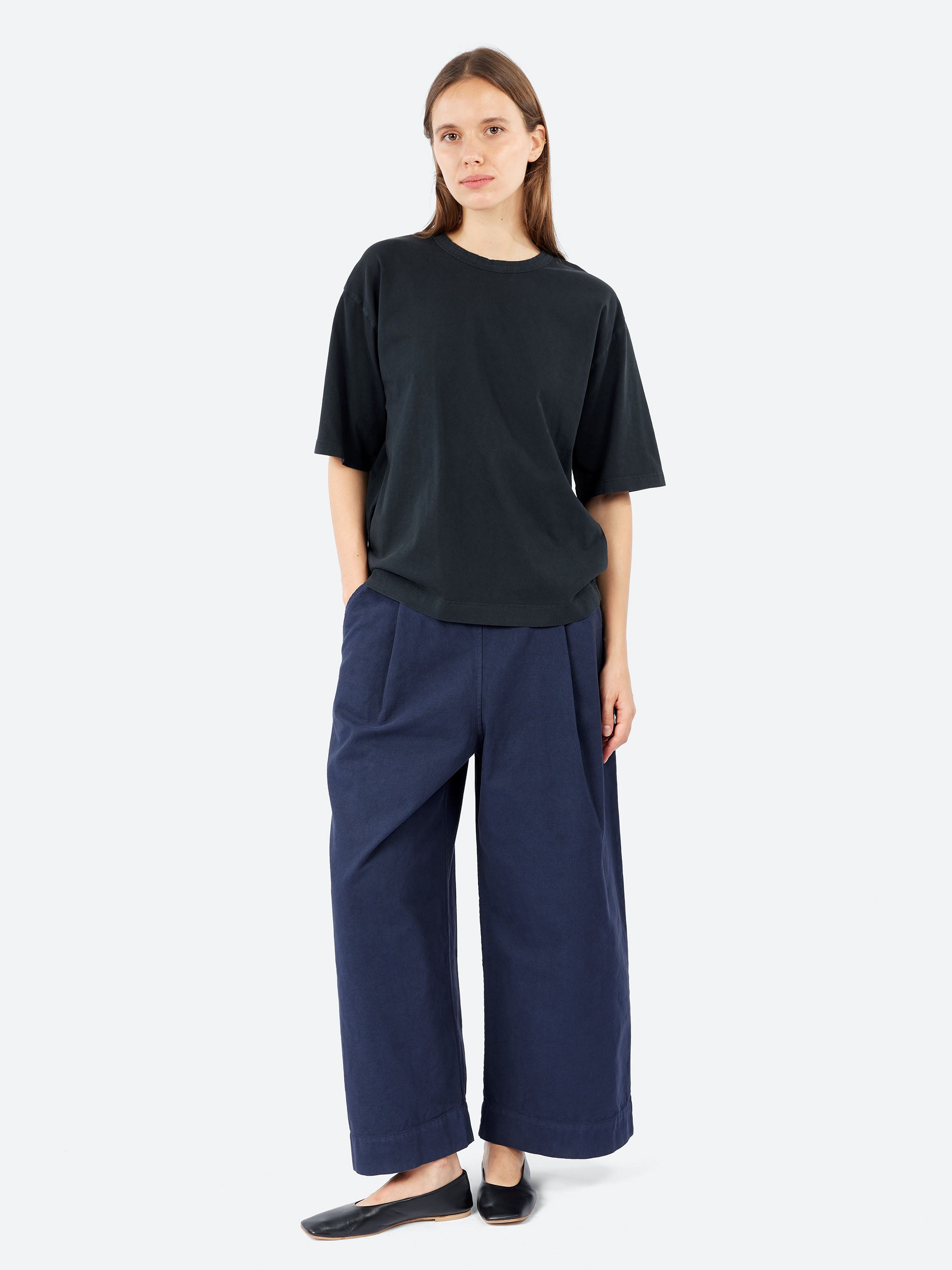 Cotton Canvas Pleat Front Trousers
