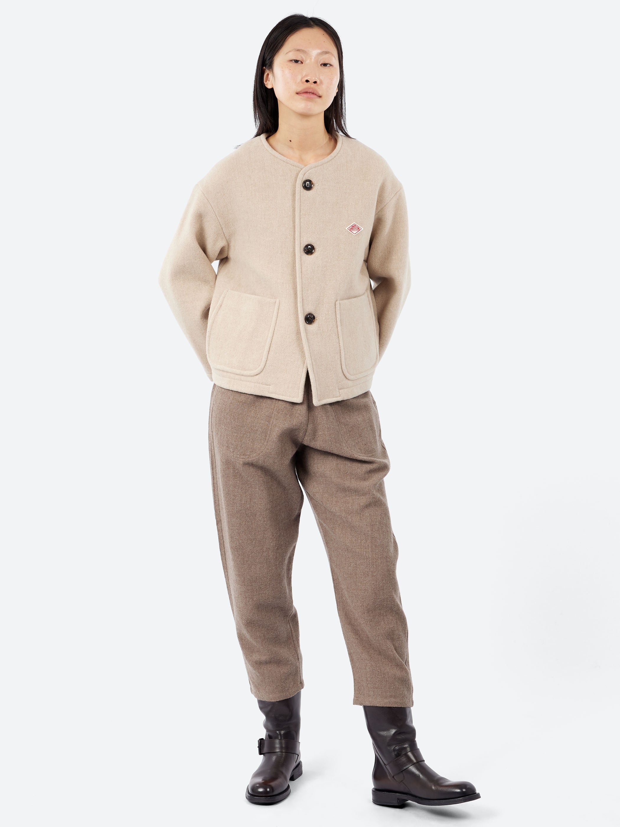 Women's Wool Light Pile Collarless Jacket