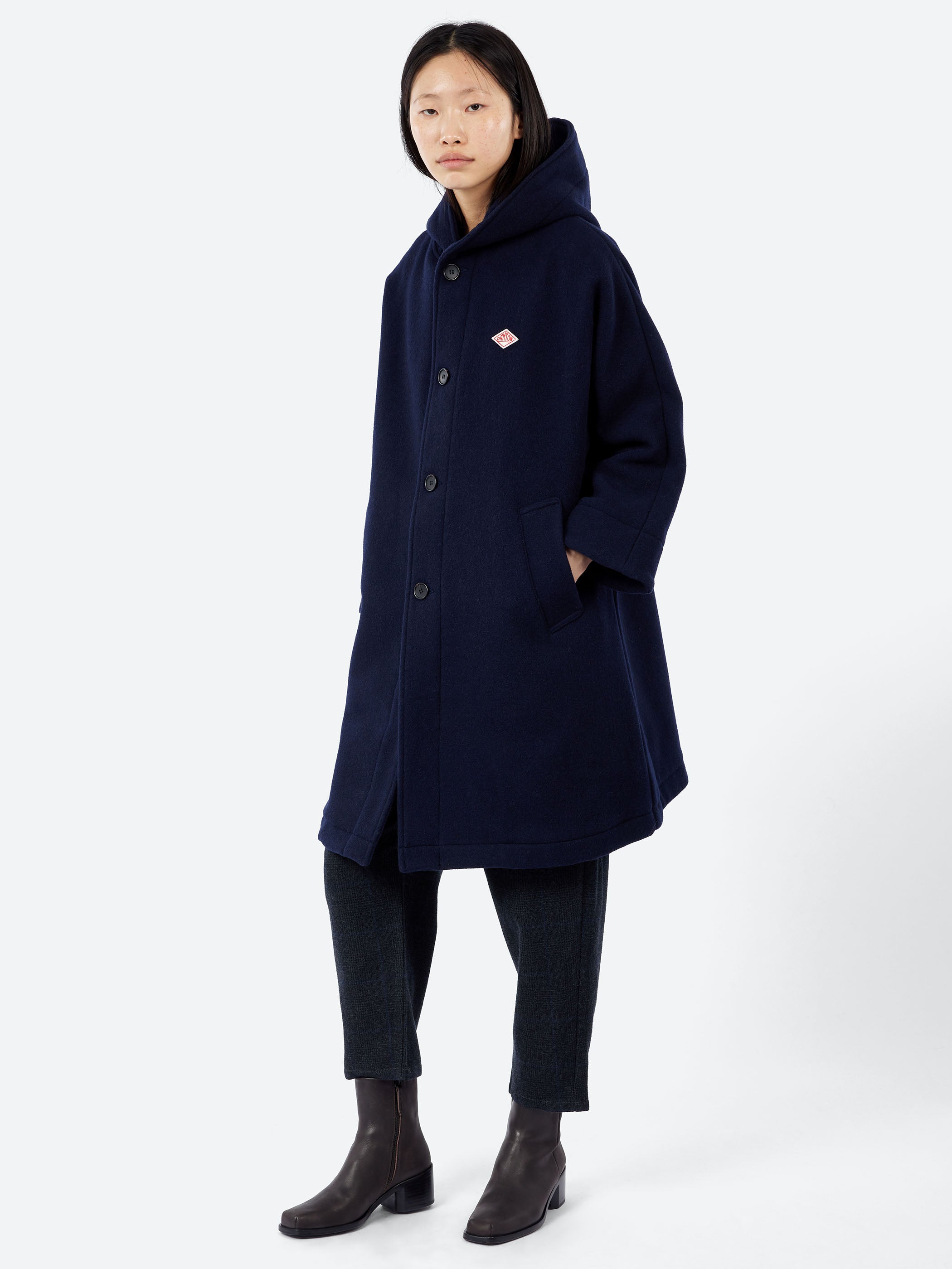 Wool Light Pile Hooded Coat