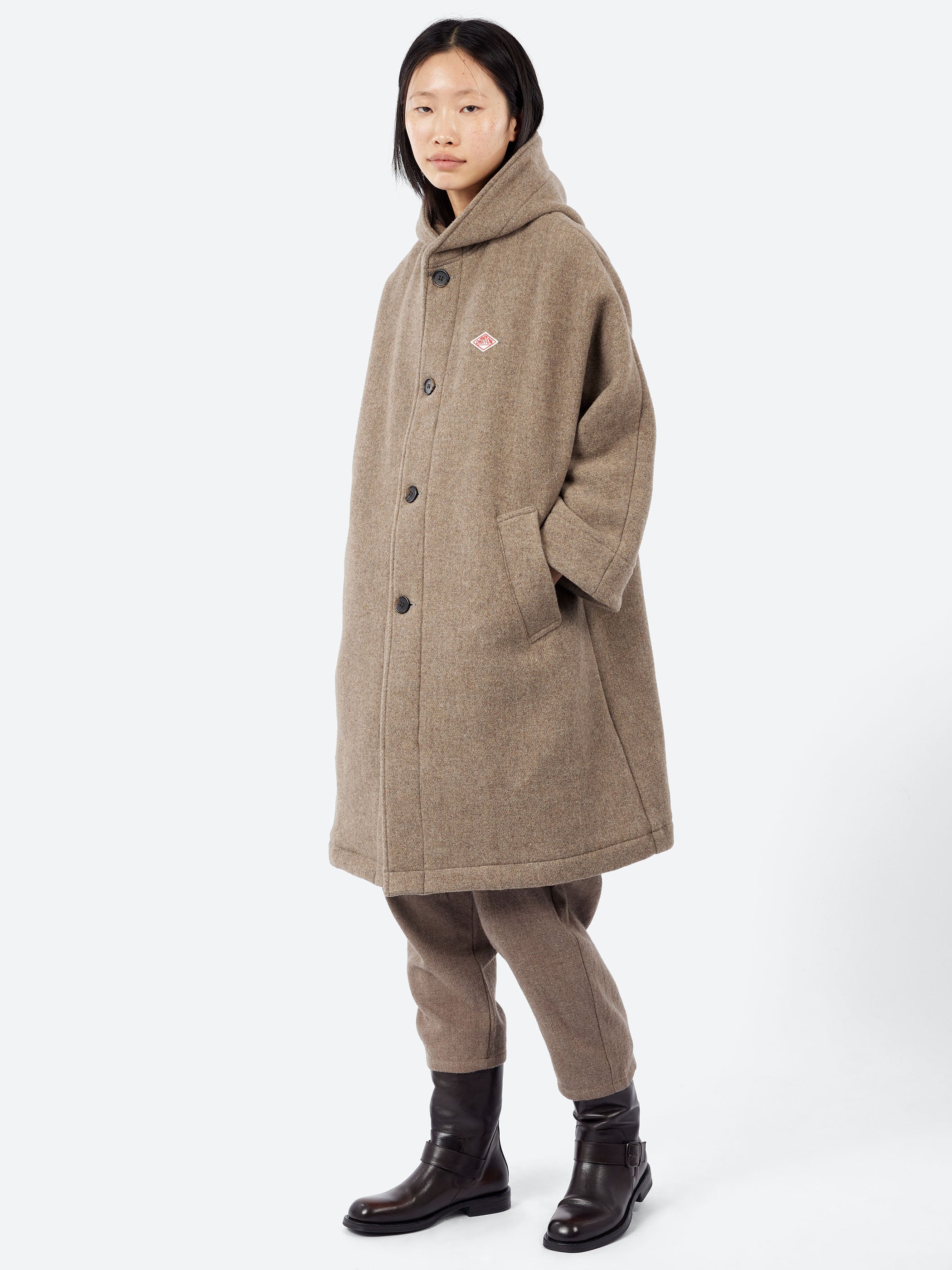 Wool Light Pile Hooded Coat