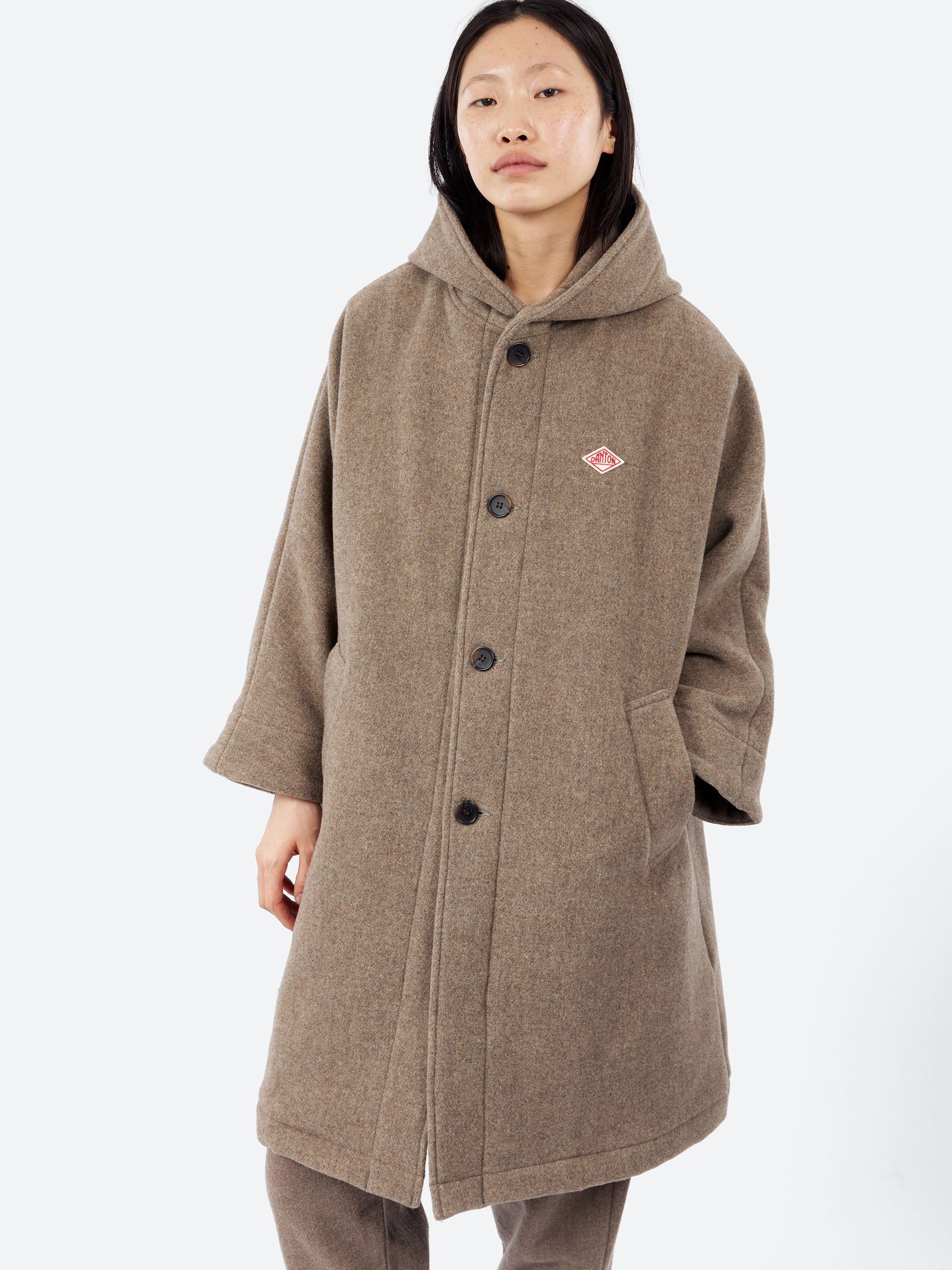 Wool Light Pile Hooded Coat
