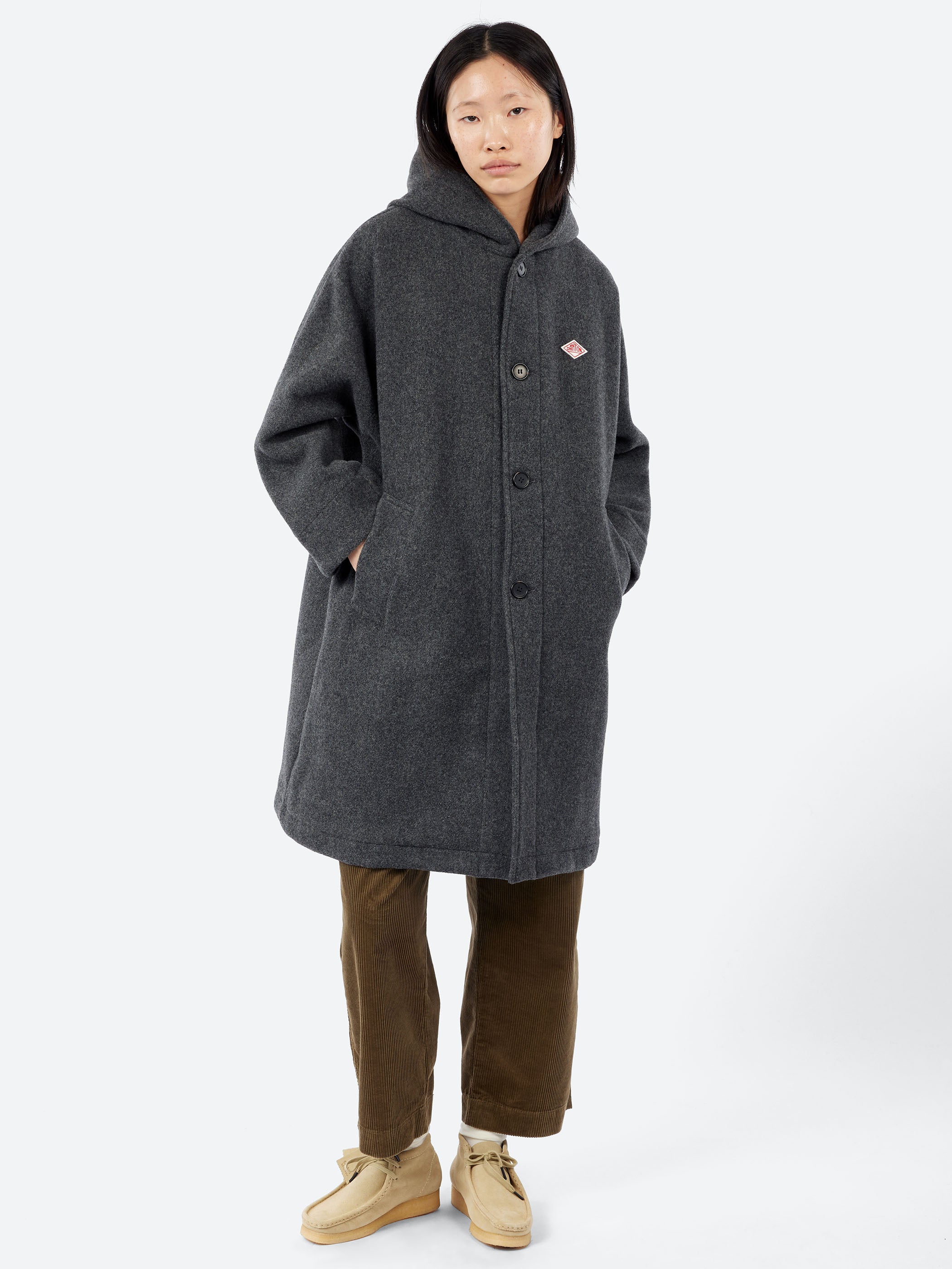 Wool Light Pile Hooded Coat