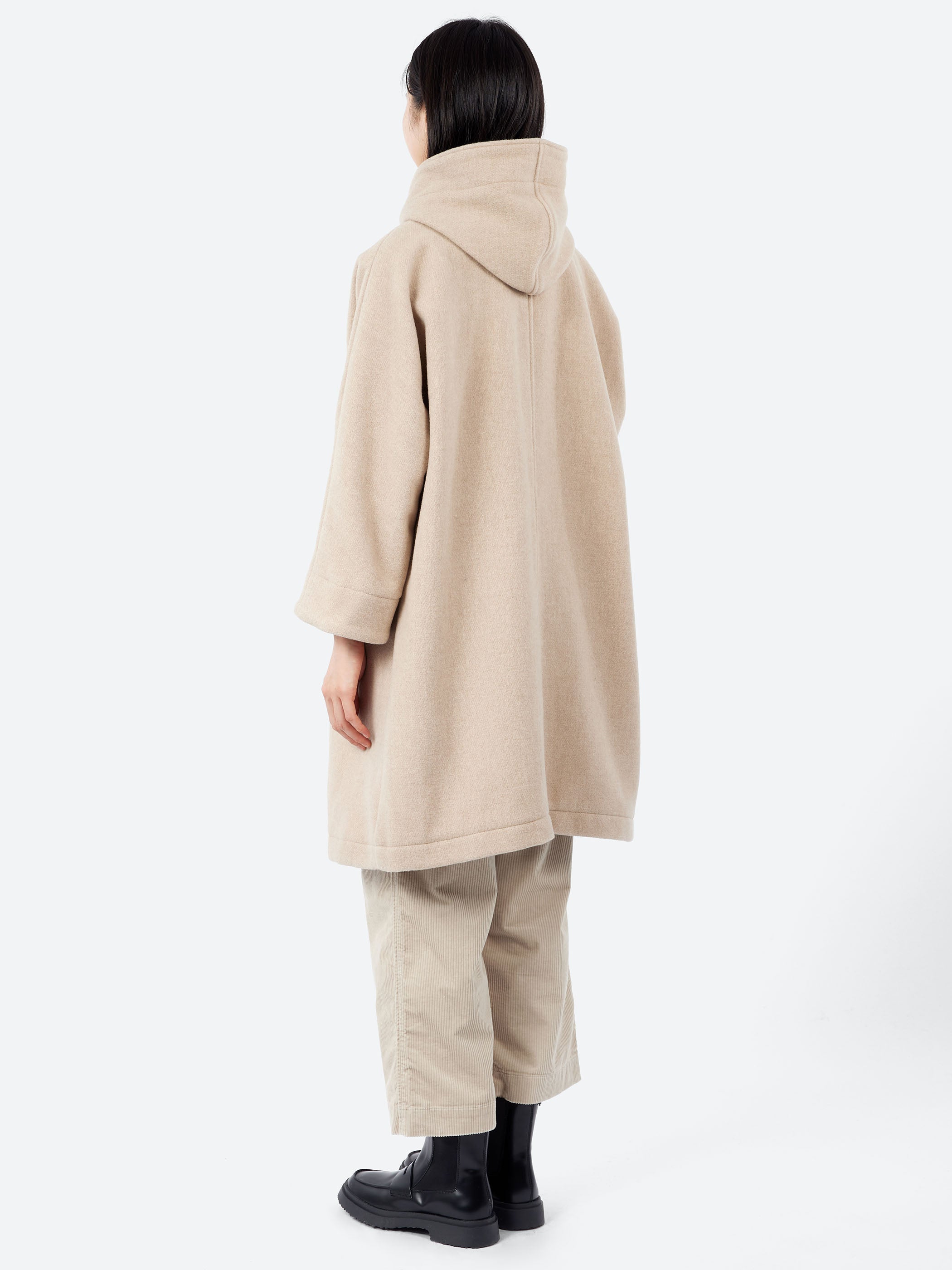 Wool Light Pile Hooded Coat