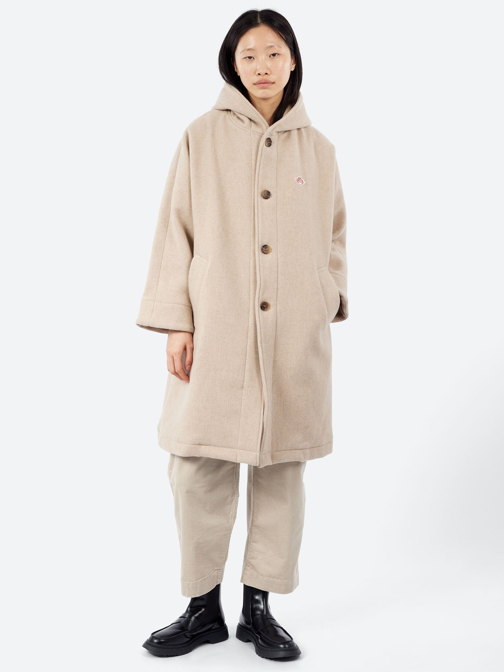 Wool Light Pile Hooded Coat