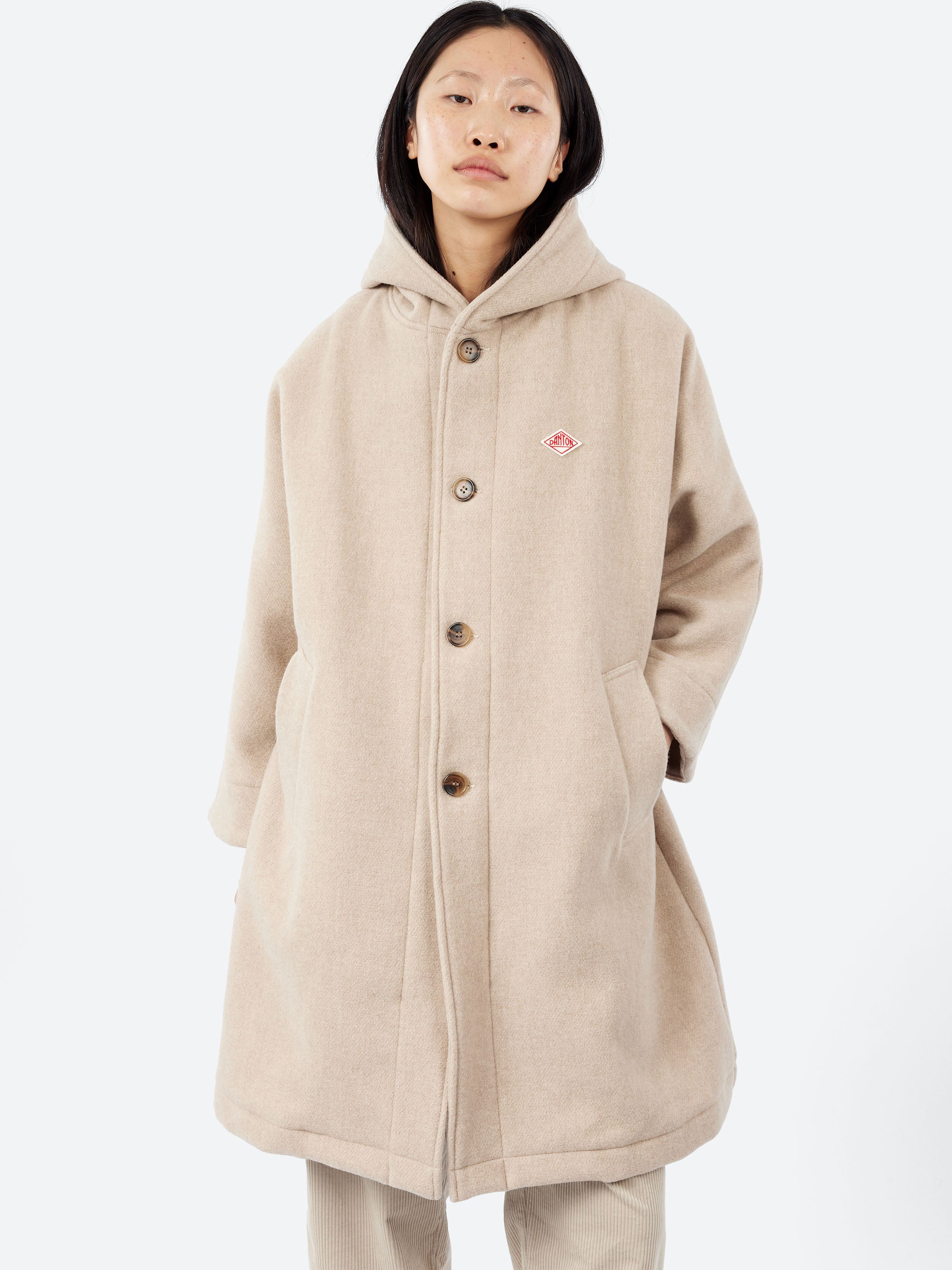 Wool Light Pile Hooded Coat