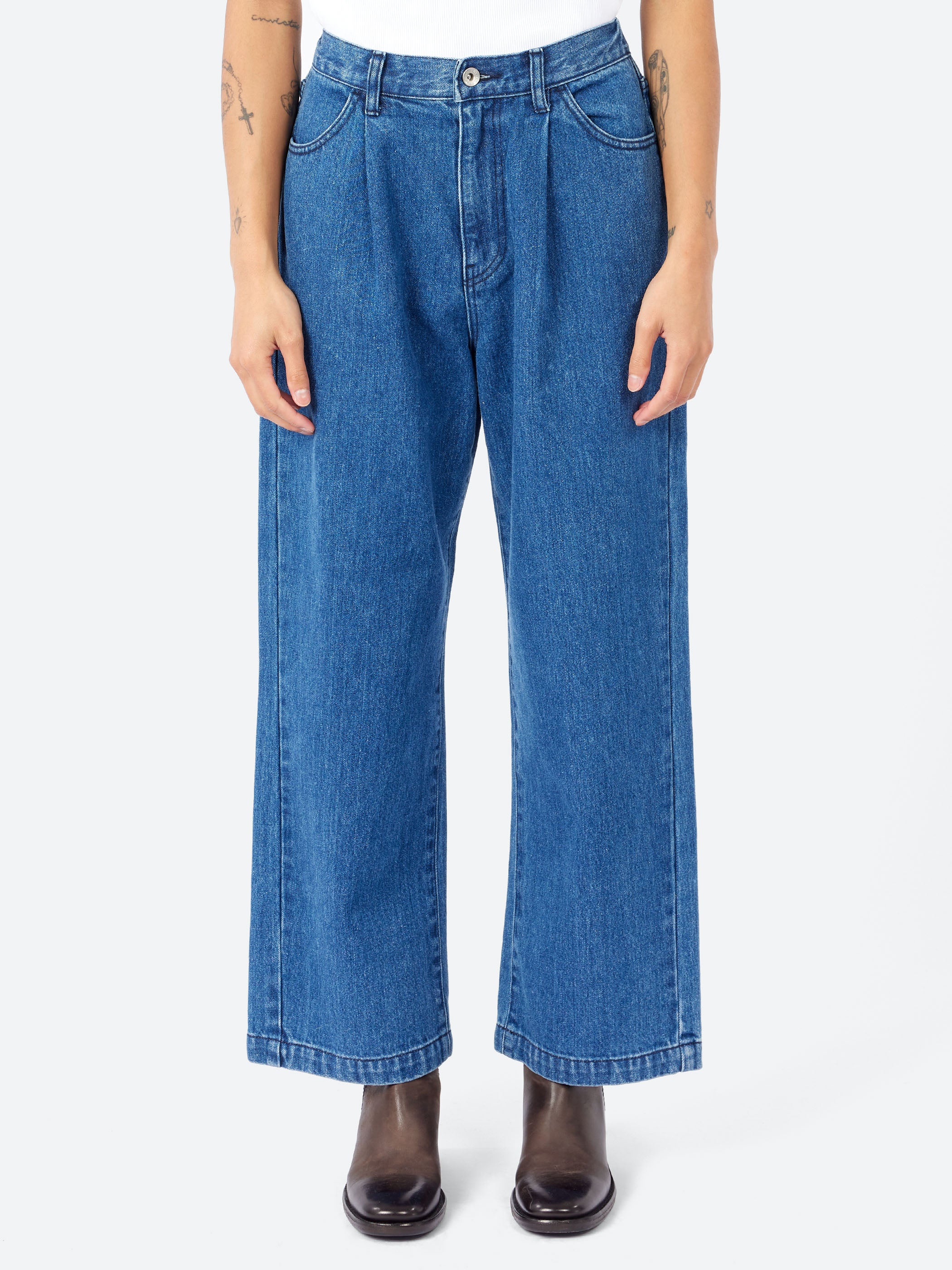 Denim Tuck Straight Pants