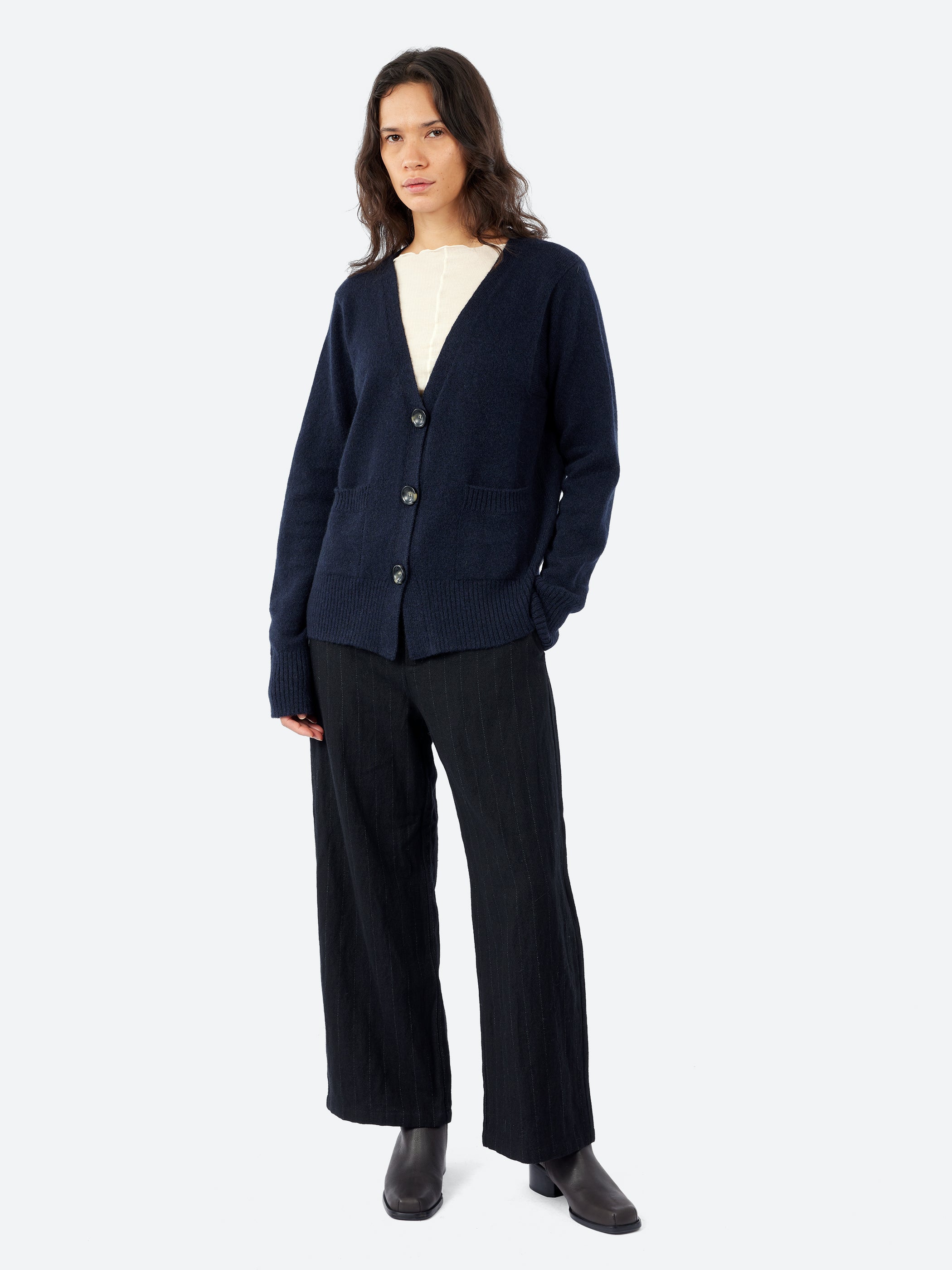 Camel Wool V-Neck Cardigan