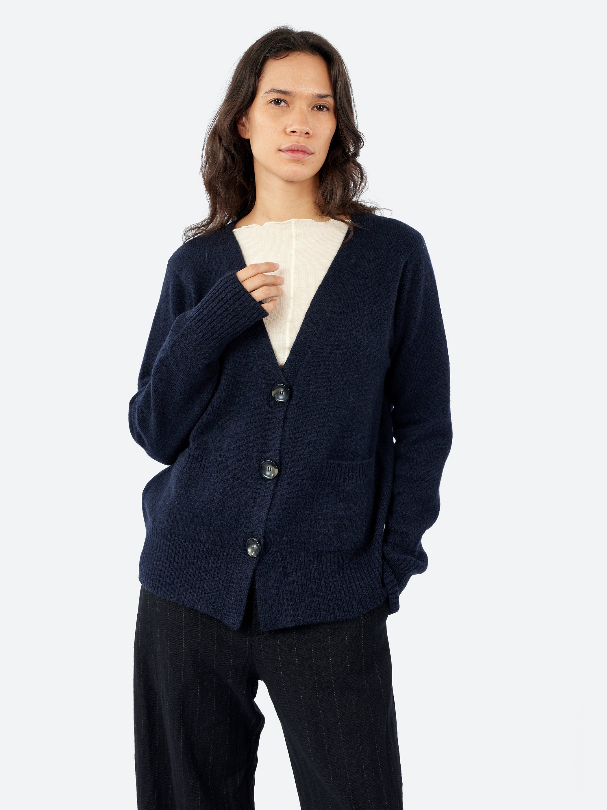 Camel Wool V-Neck Cardigan