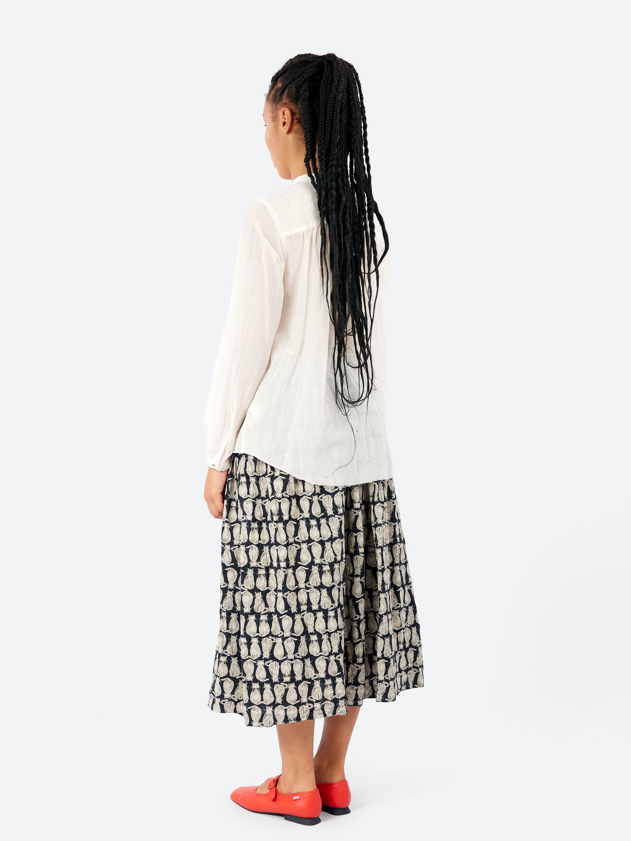 Cotton Silk Lawn Stand Collar Blouse