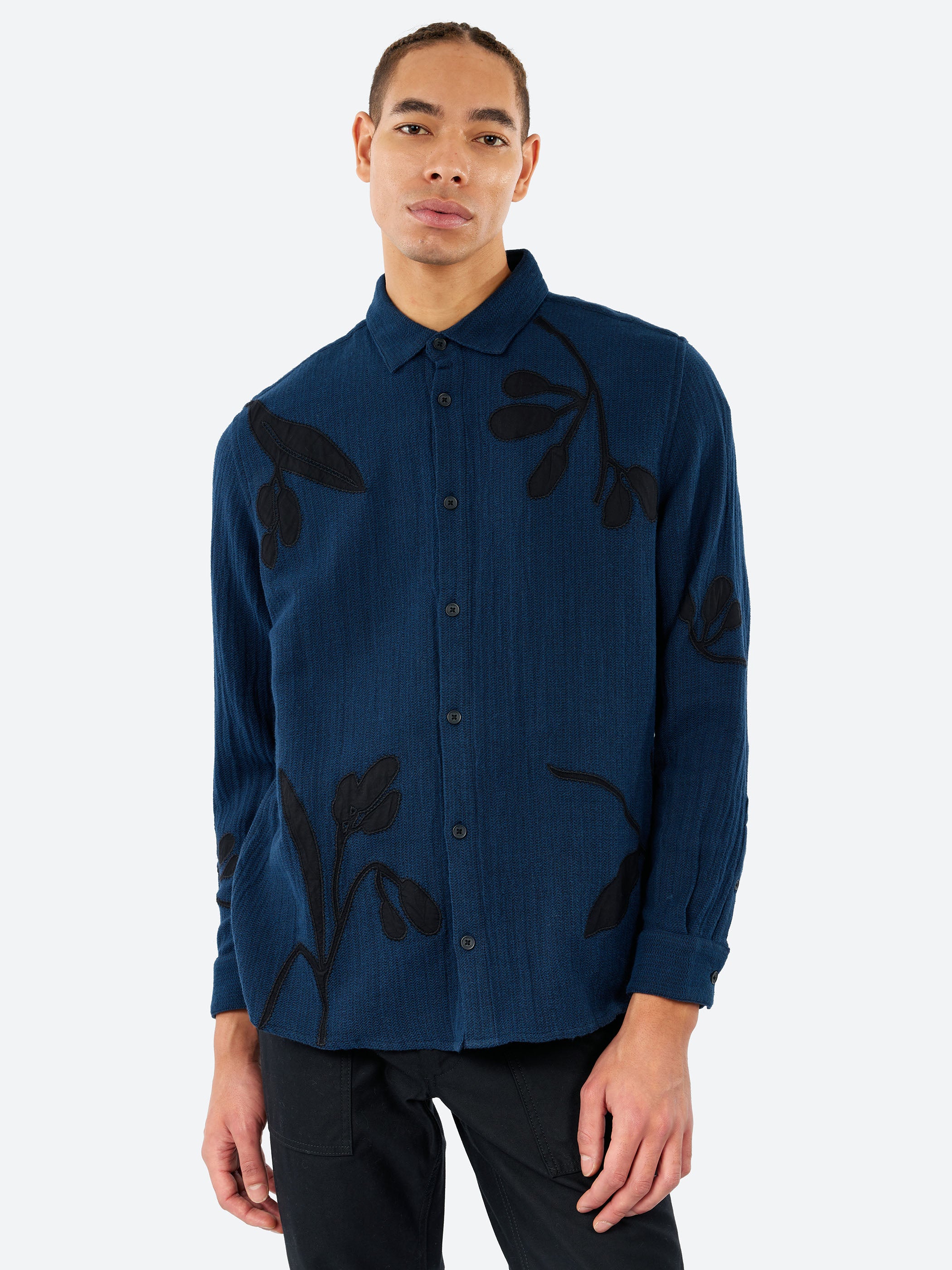 Halcomb Herringbone Cotton Applique Shirt