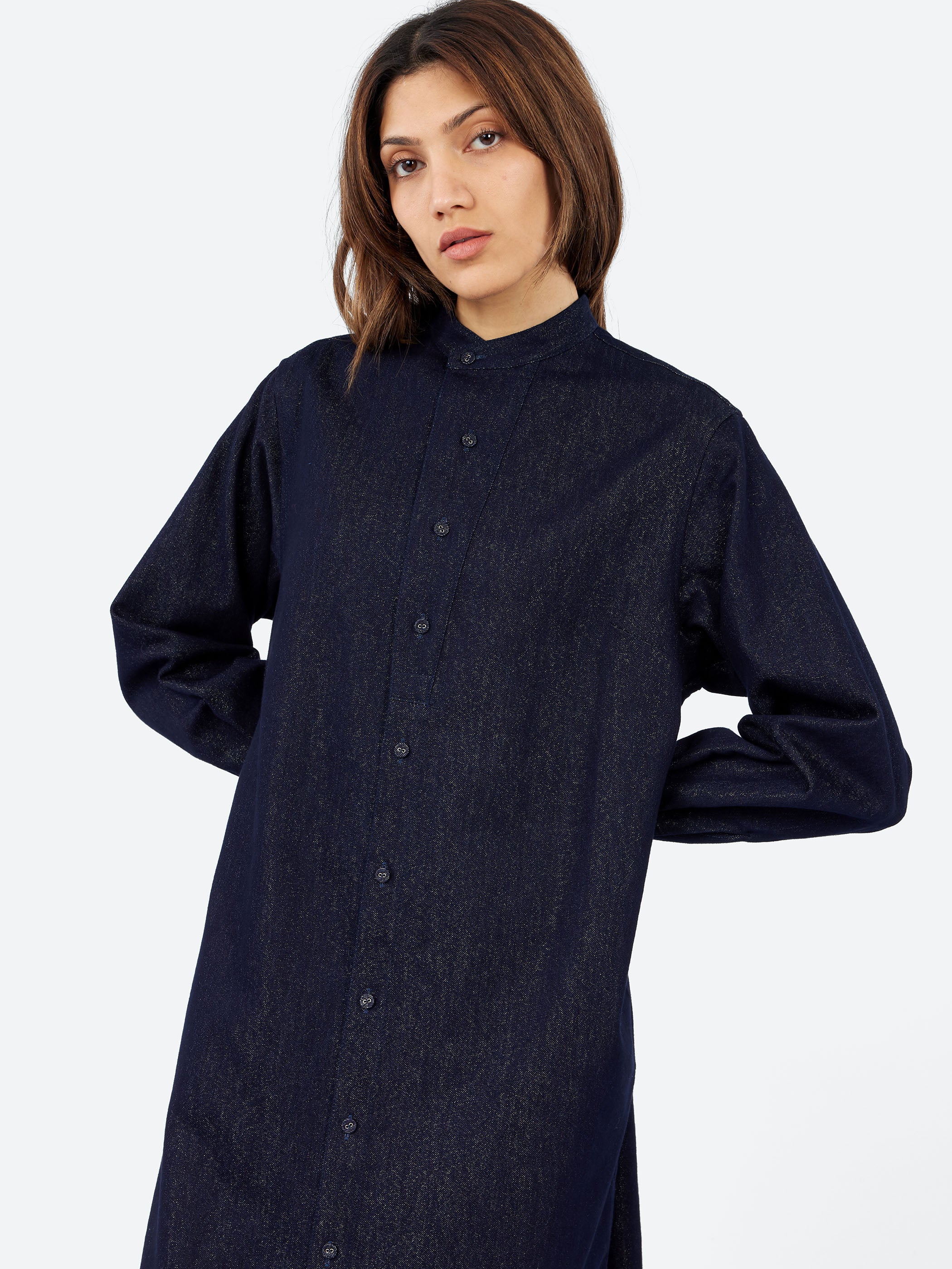 Gold Yarn Indigo Shirt Dress