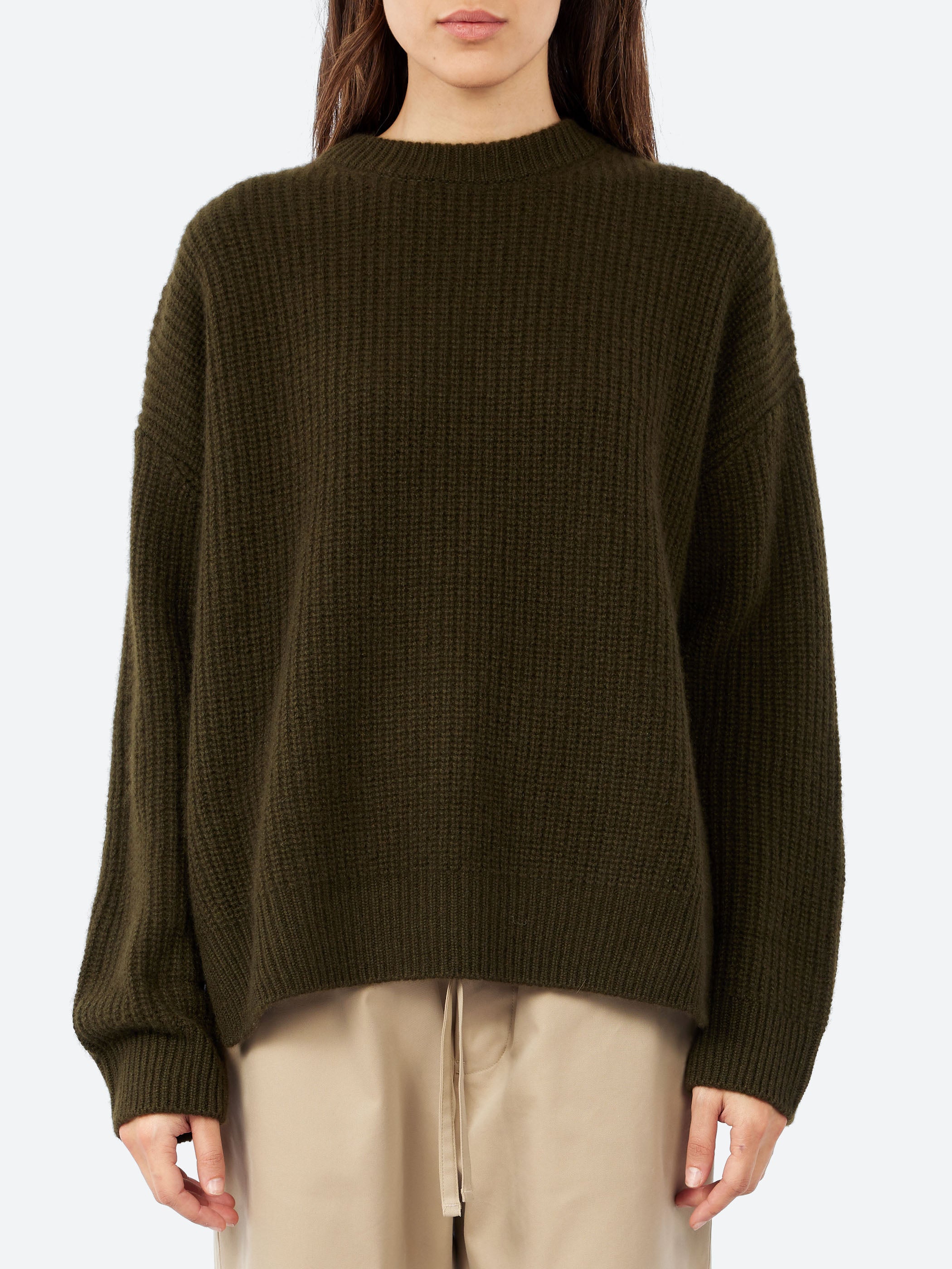 Rib Stitch Crew Neck Big Pullover