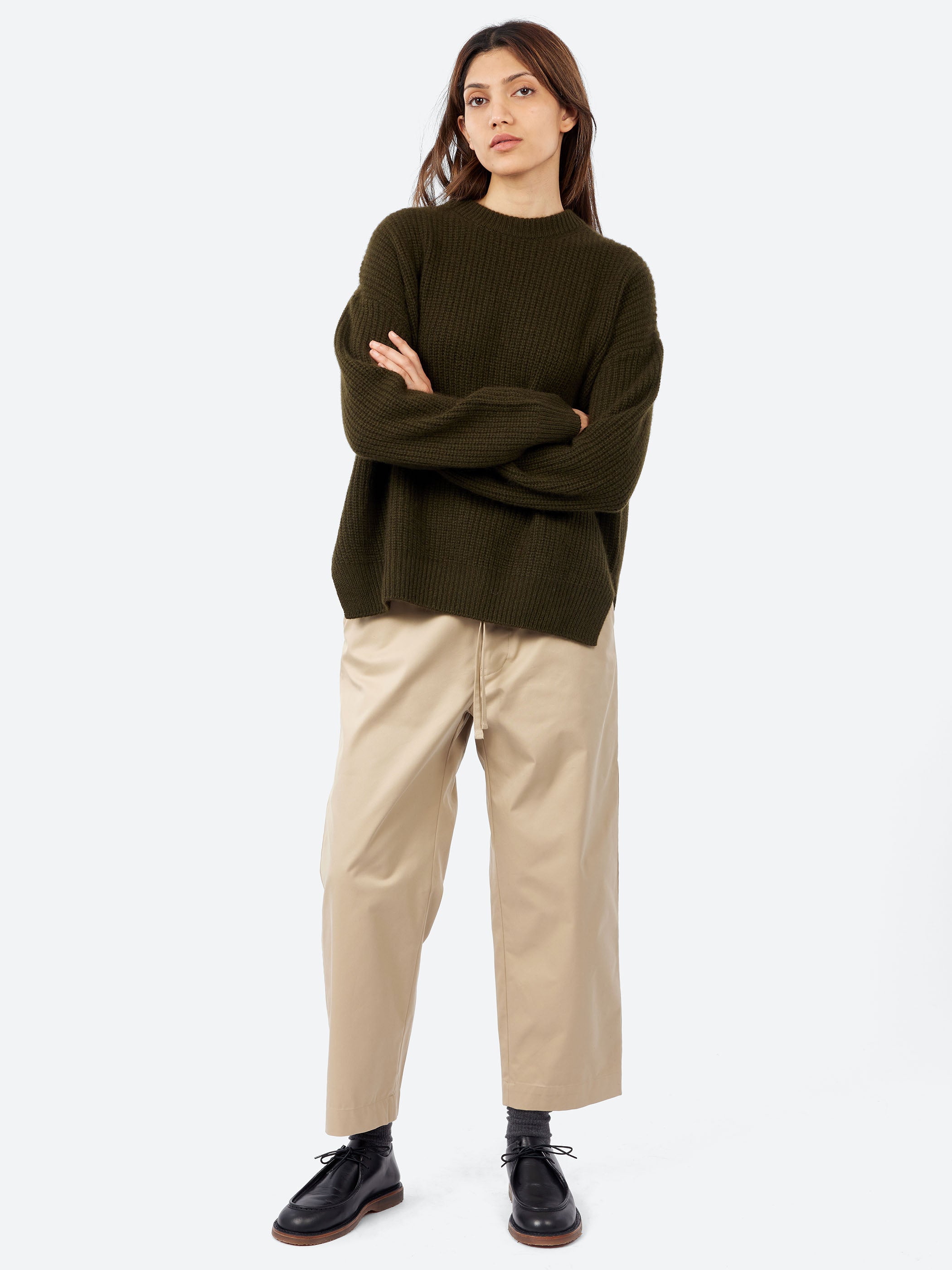 Rib Stitch Crew Neck Big Pullover