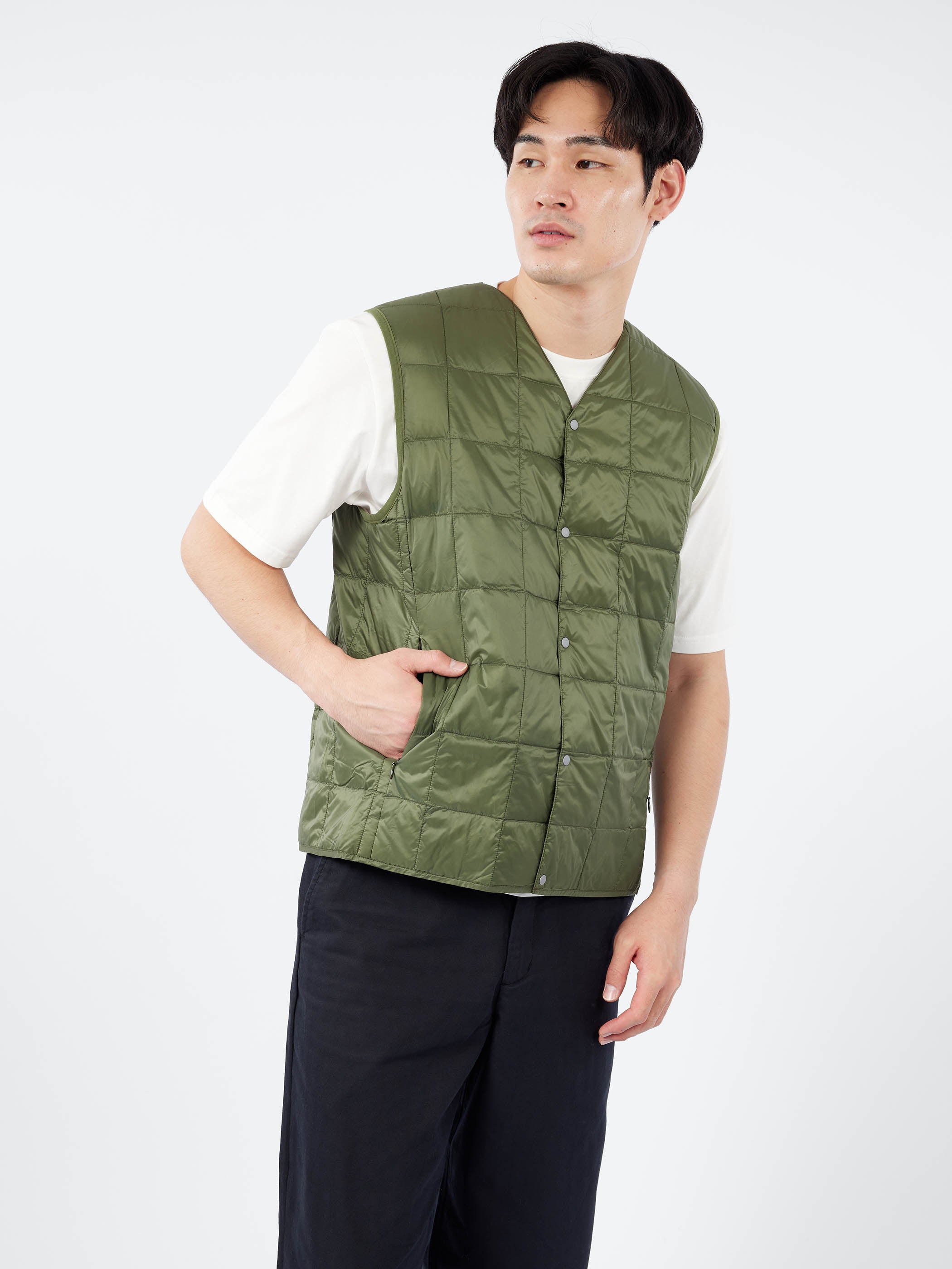 Military V-Neck Button Down Vest
