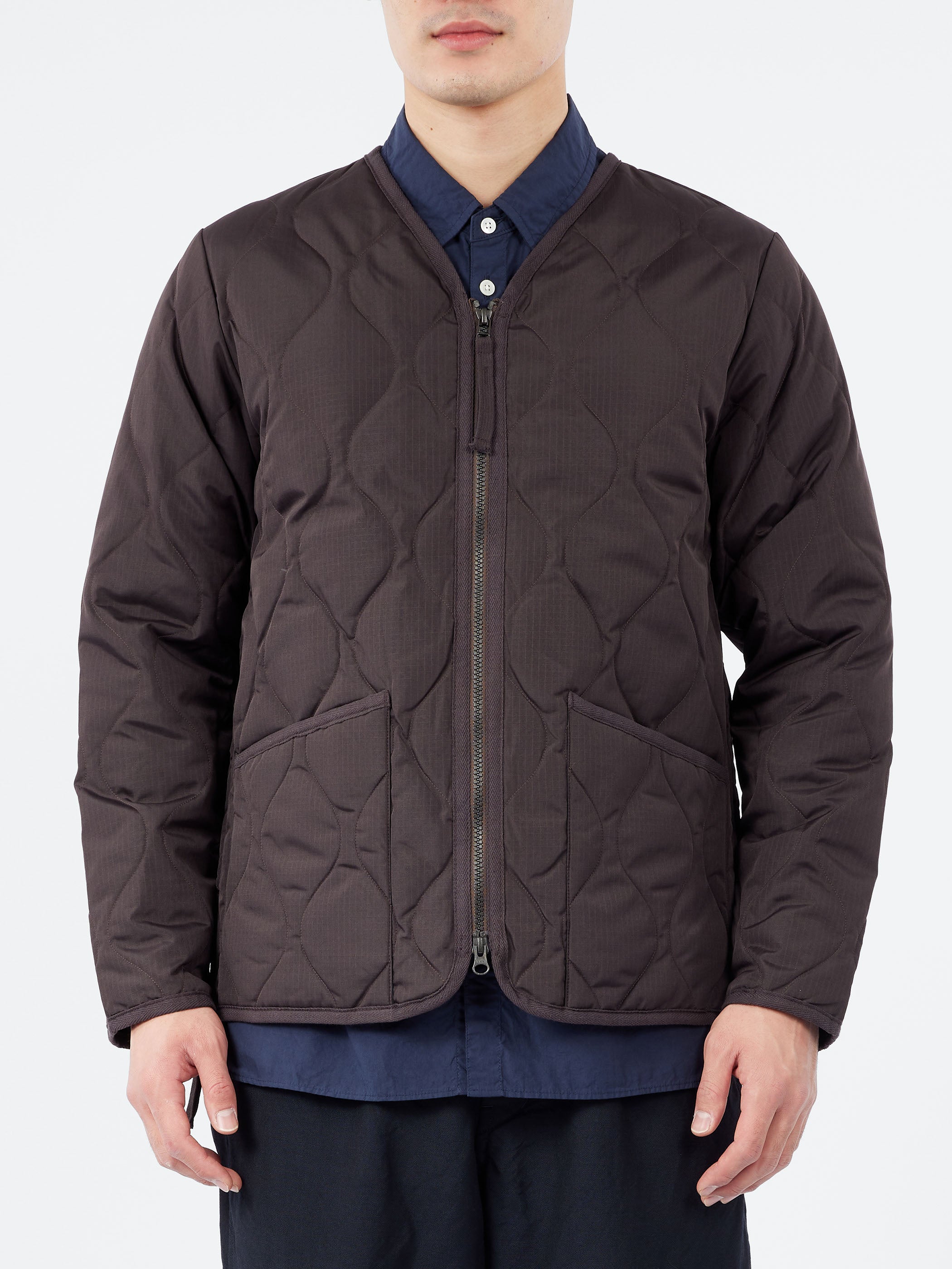 Military Zip V-Neck Down Jacket