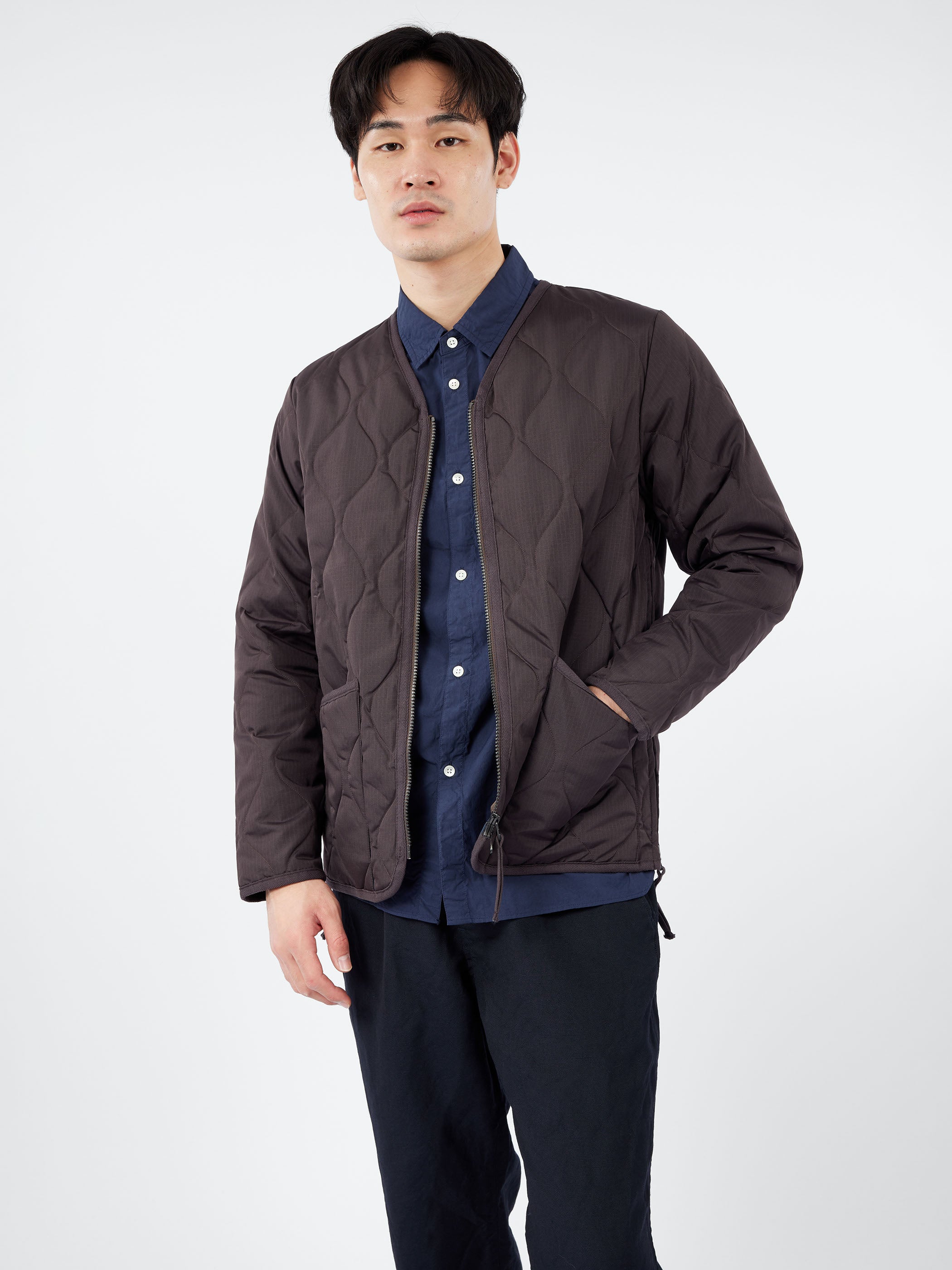 Military Zip V-Neck Down Jacket