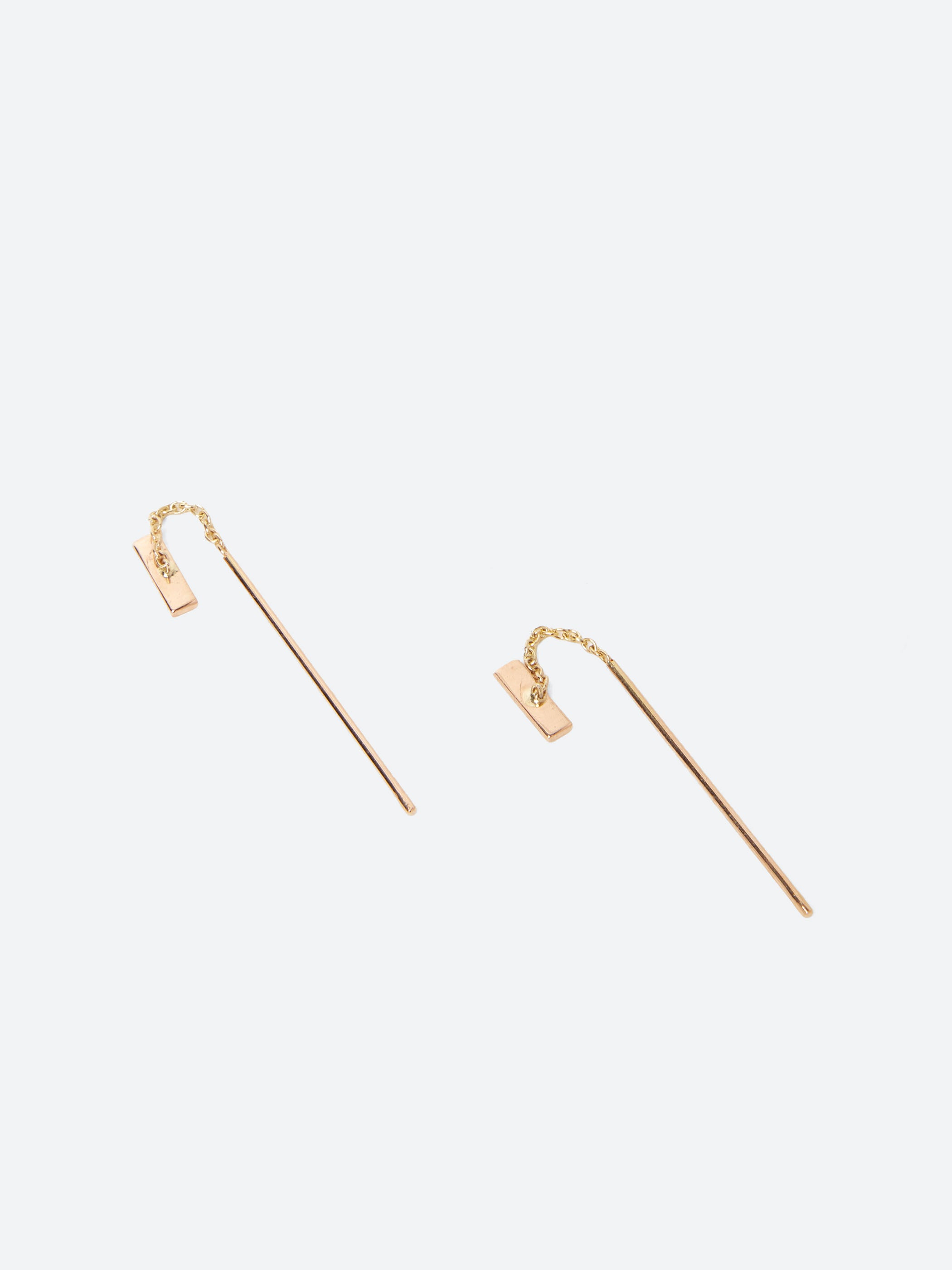 Tiny Gold Bar Threader Earrings