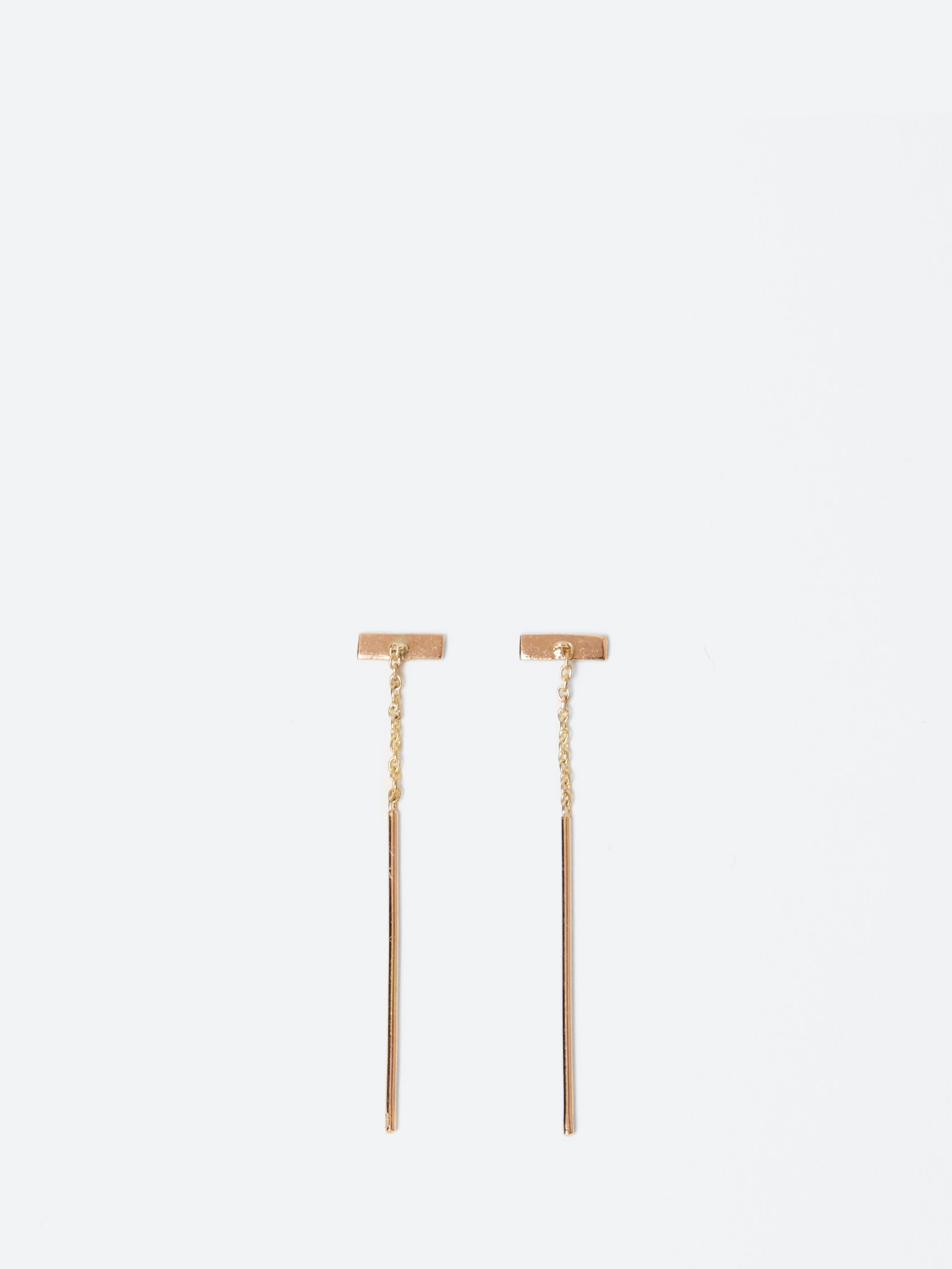 Tiny Gold Bar Threader Earrings