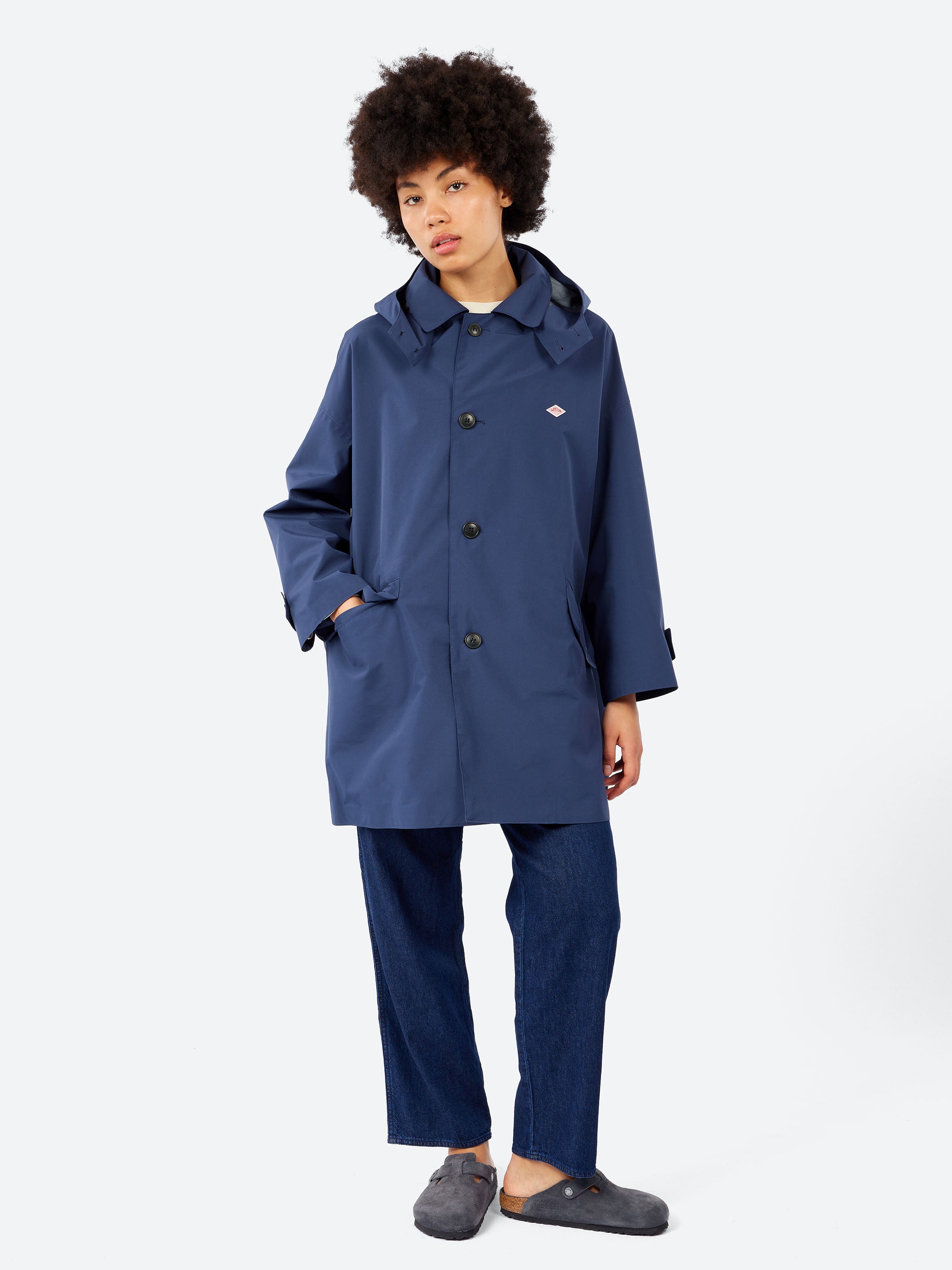 Women's 3-Layer Cloth Hooded Balmacaan Coat