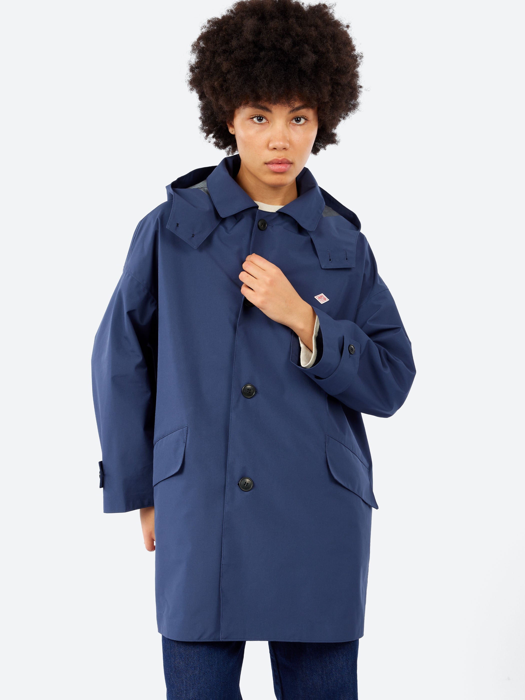 Women's 3-Layer Cloth Hooded Balmacaan Coat