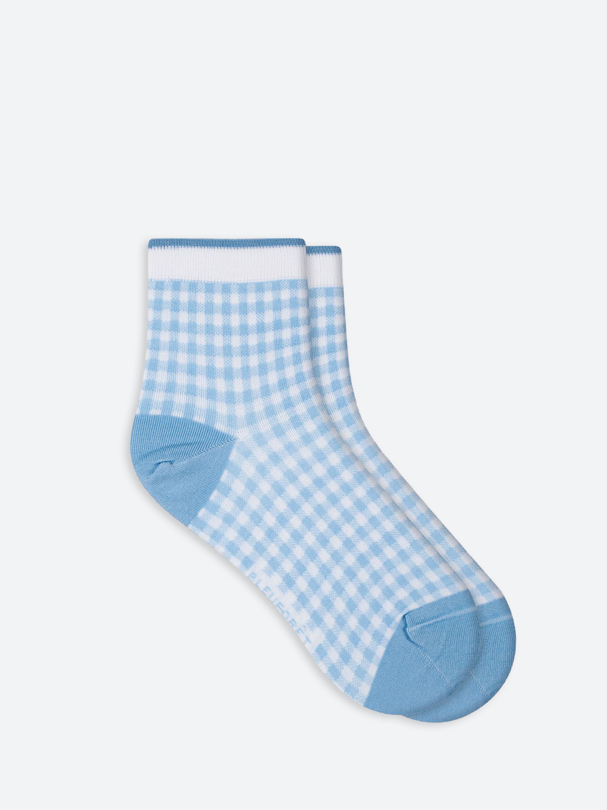 Gingham Scottish Yarn Short Socks