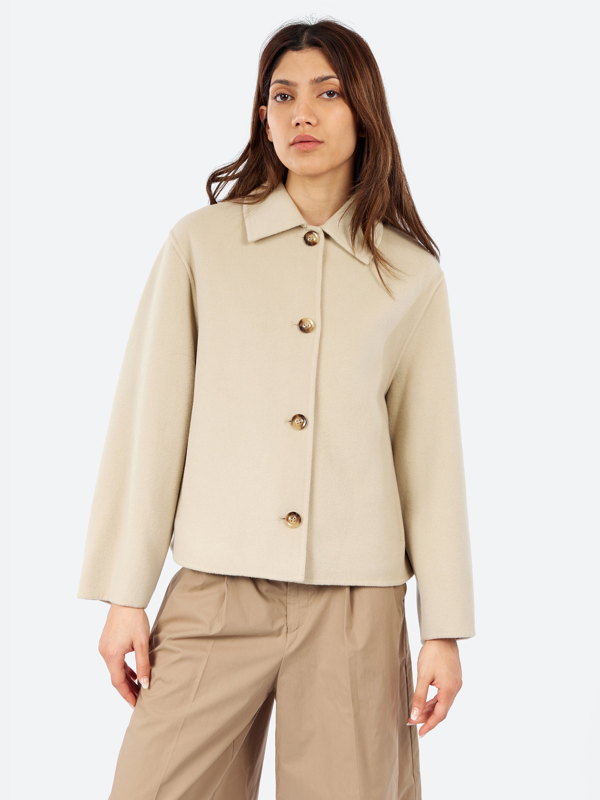 Gyoda Short Double-Faced Wool Coat