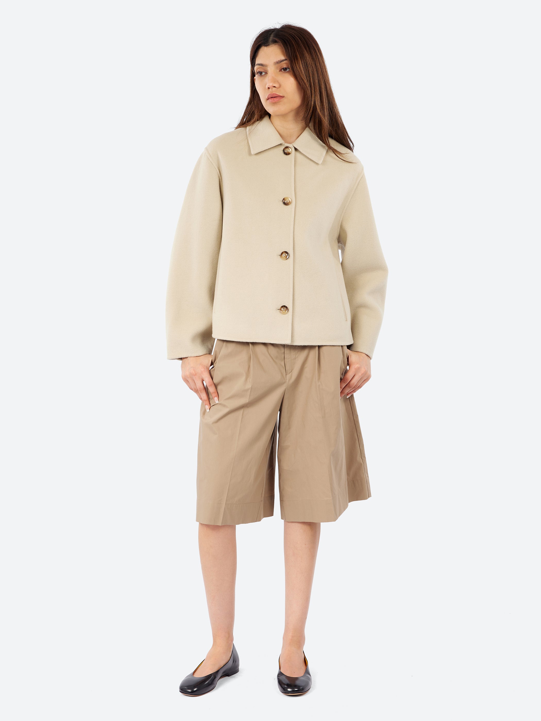 Gyoda Short Double-Faced Wool Coat