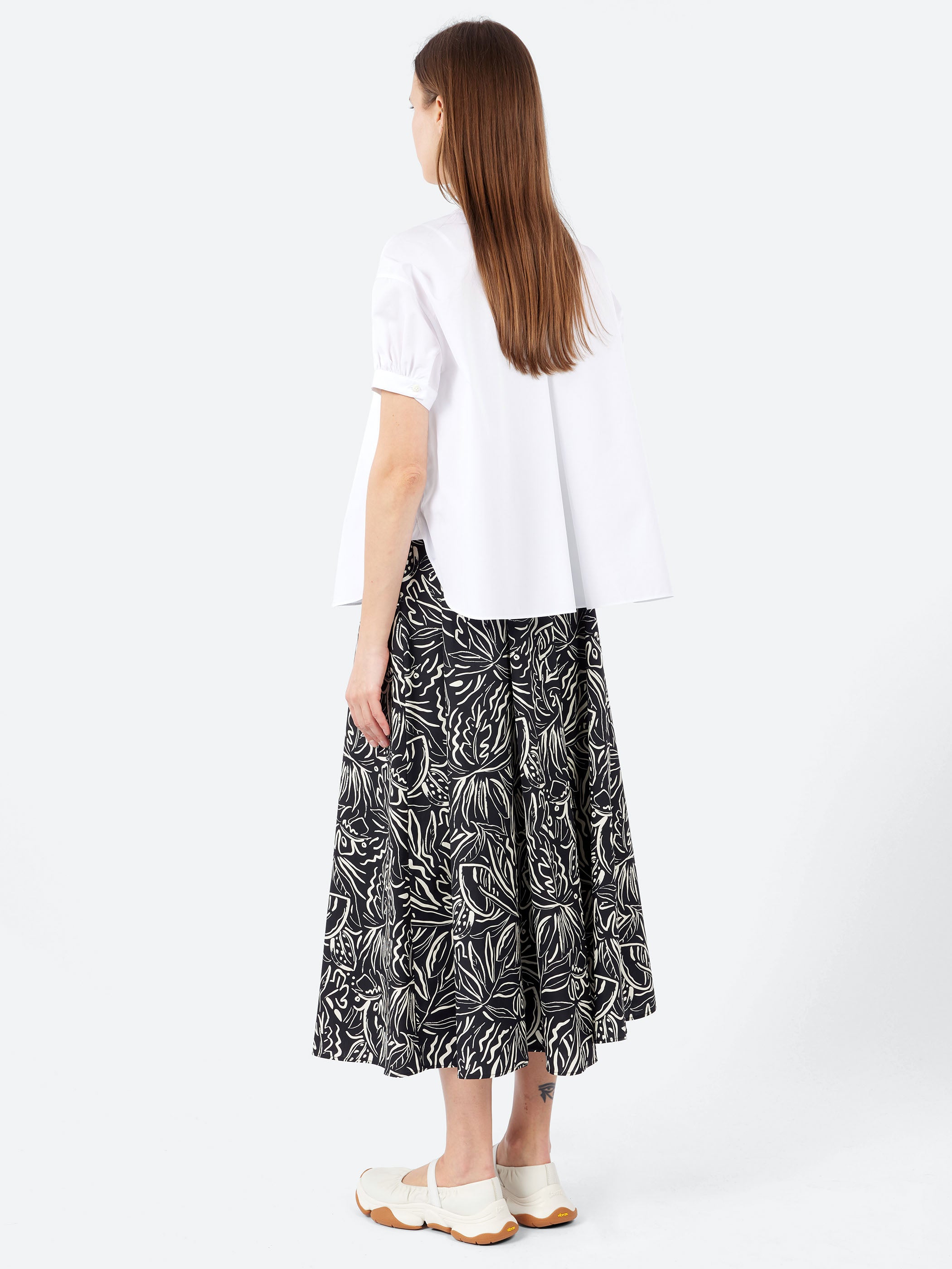 Pure Cotton Poplin Shirt with Mandarin Collar