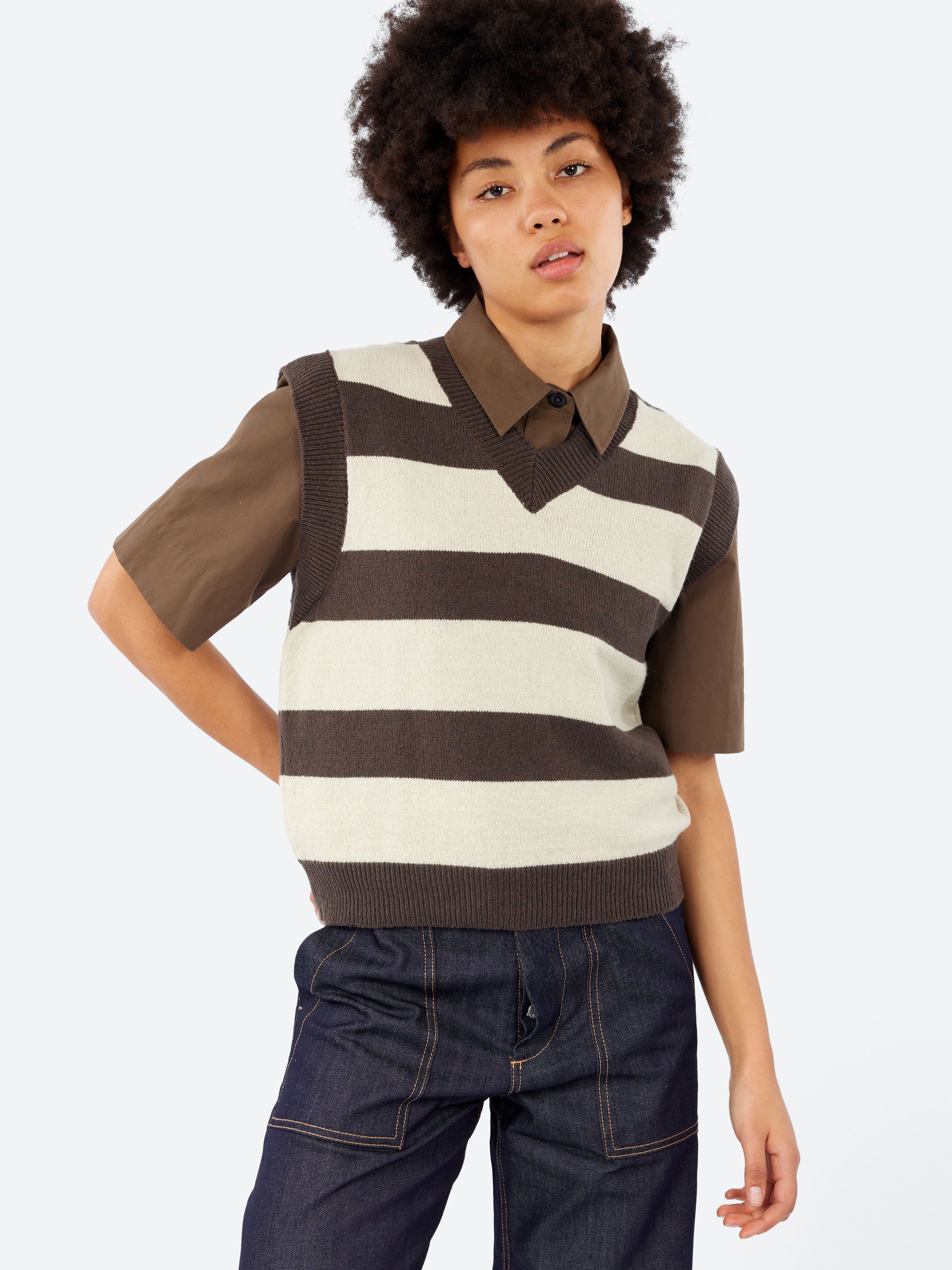 MHL. Striped V Neck Slipover