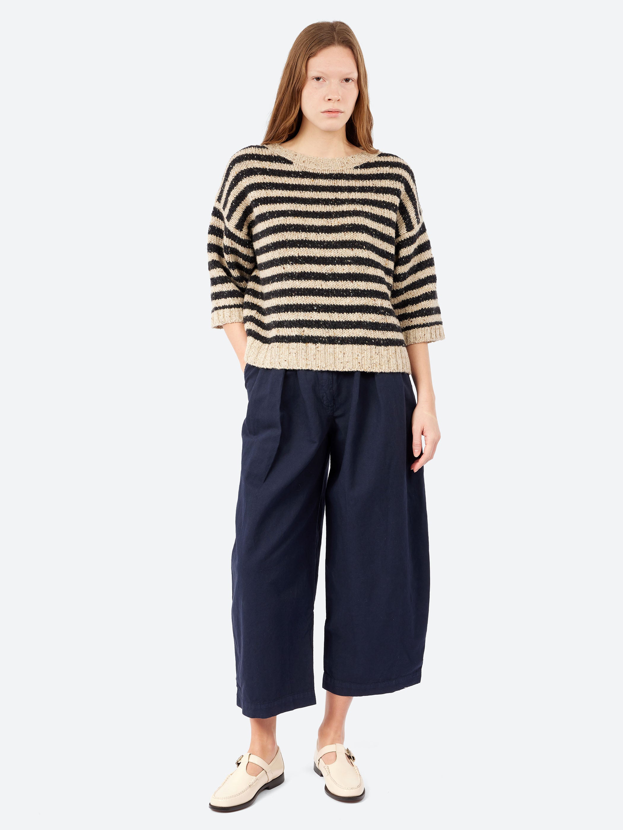 Stripe Donegal Short Sleeve Sweater