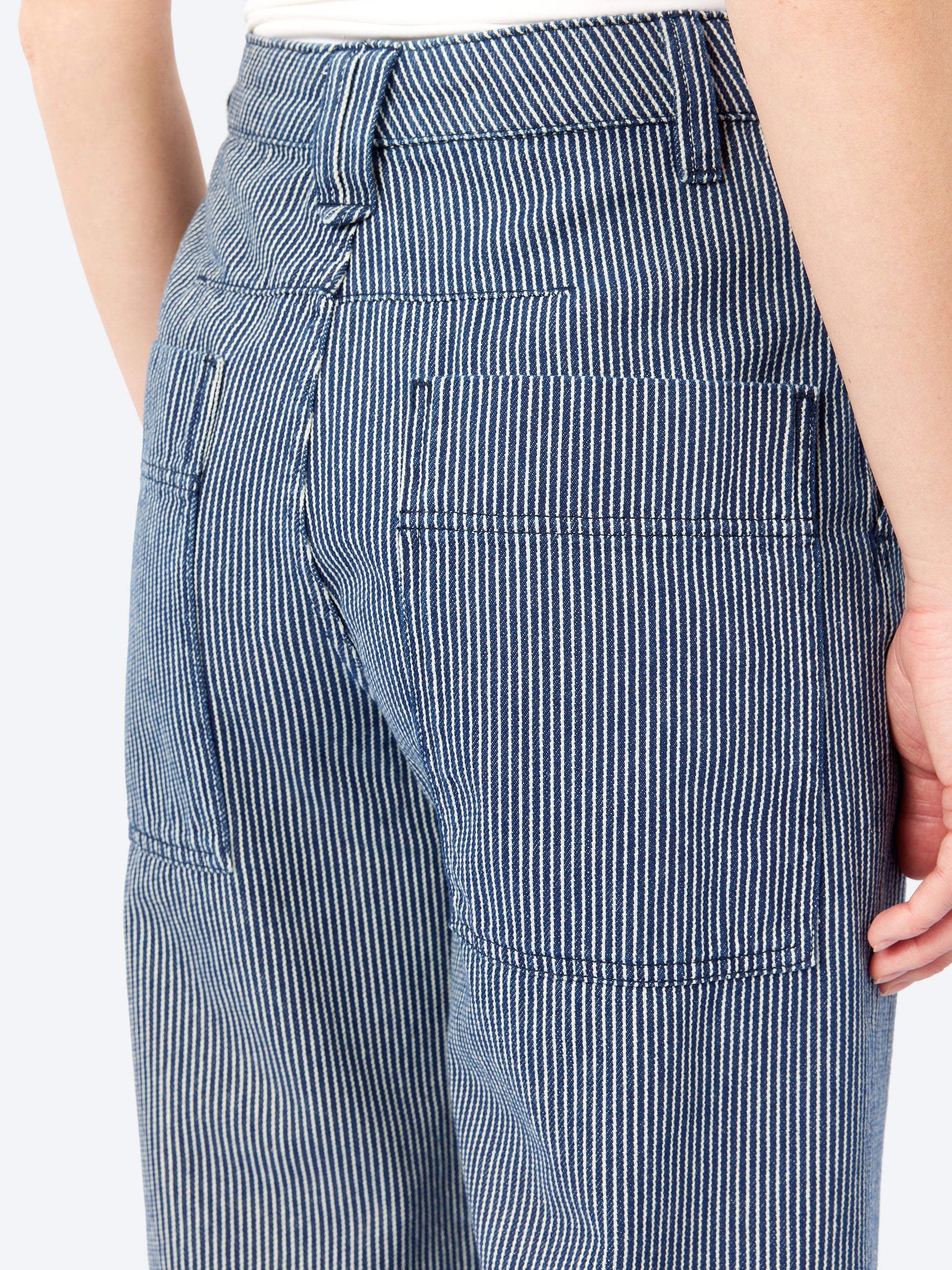 Hickory Stripe Denim Wide Leg Trousers