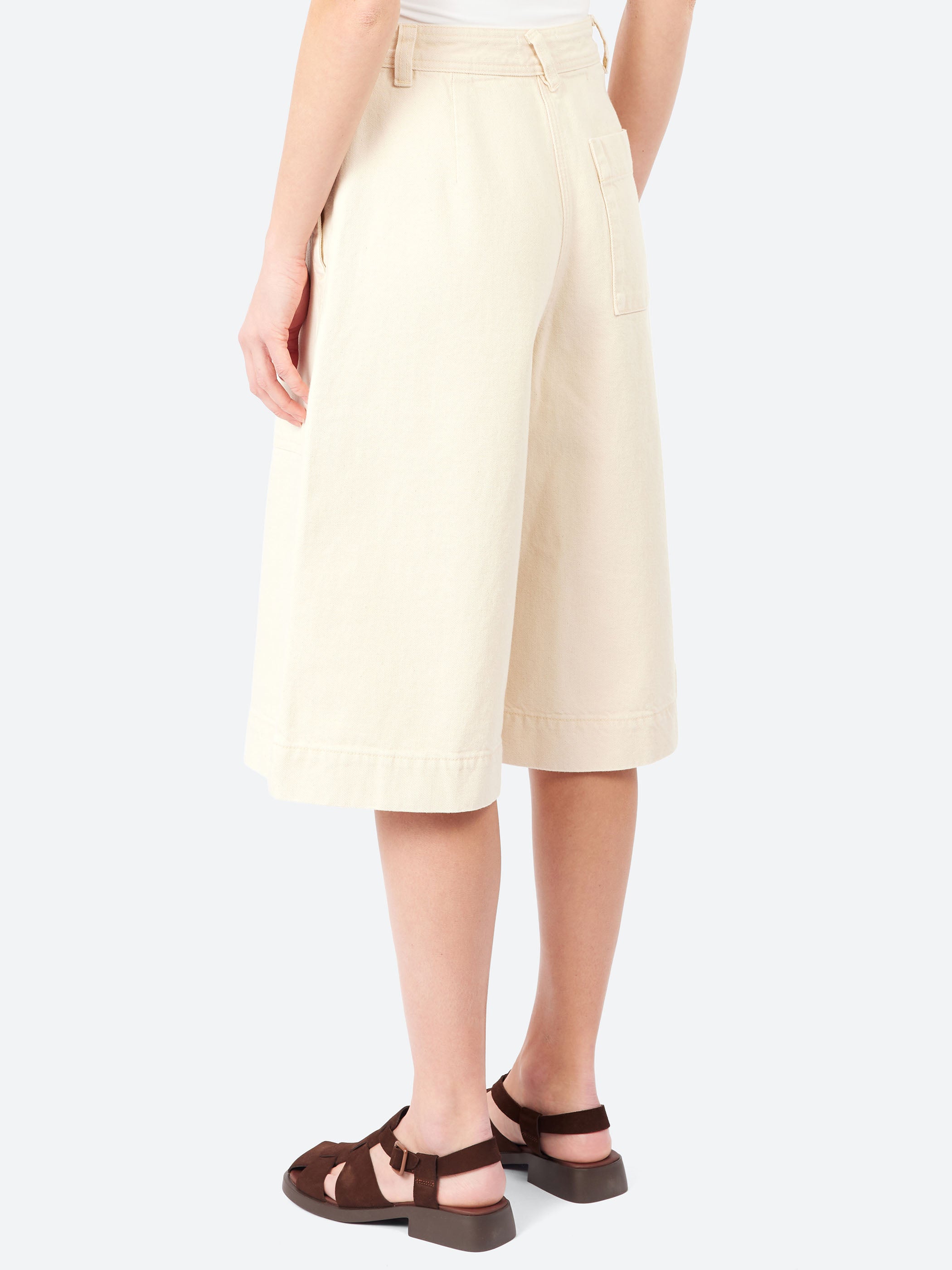 Pleated Denim Shorts