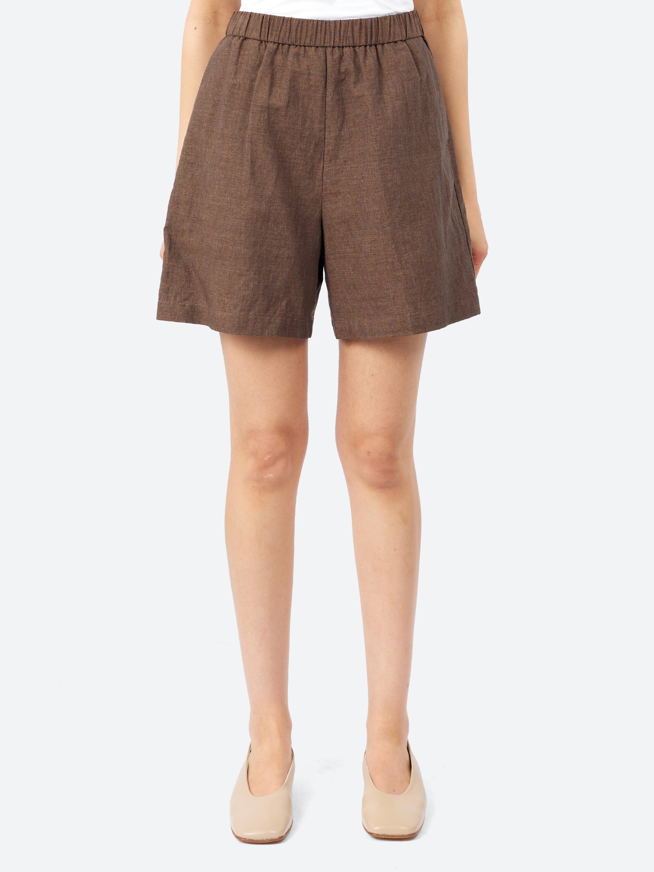 Linen and Cotton Panama Weave Shorts