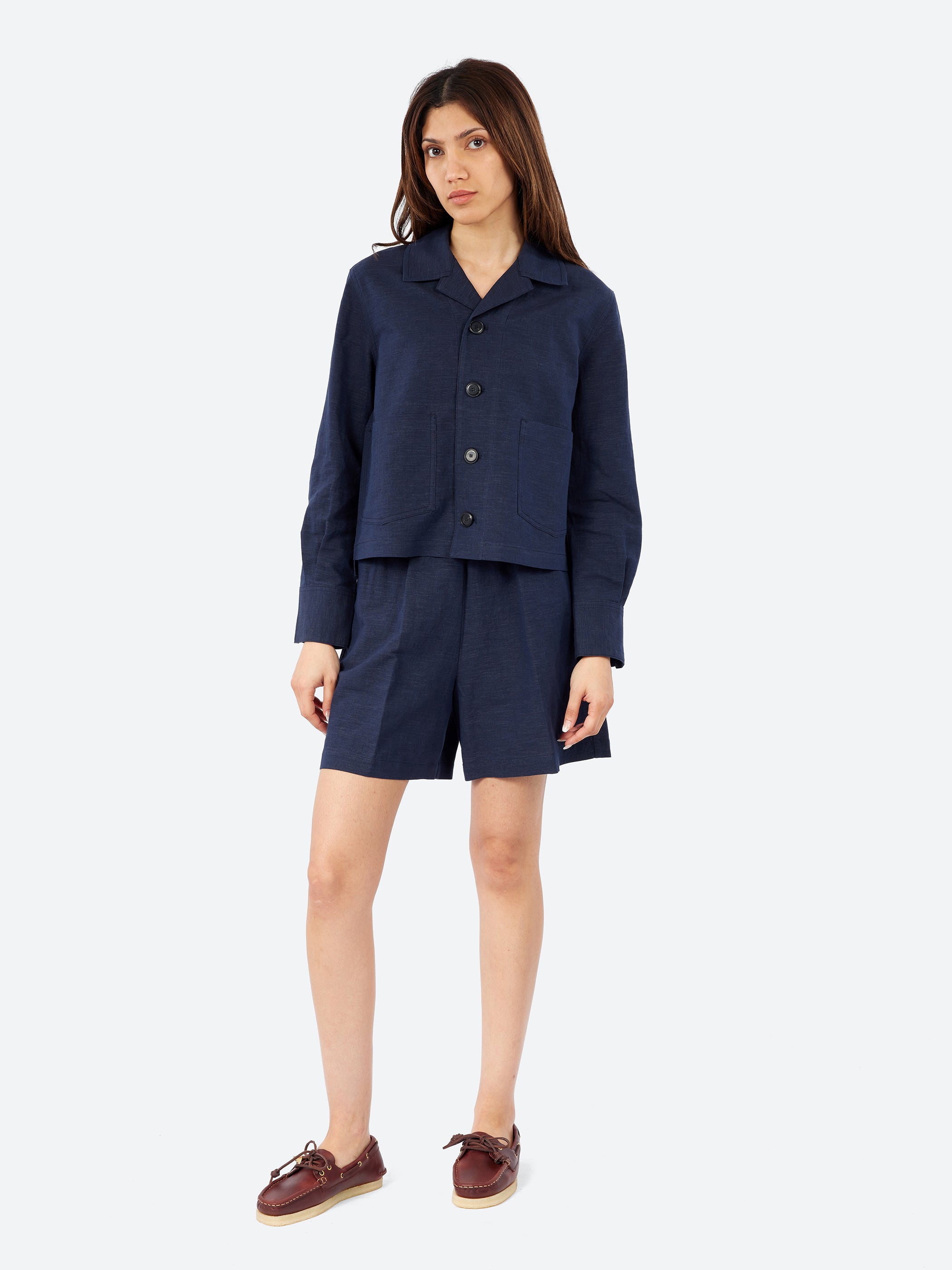 Linen and Cotton Panama Weave Shorts