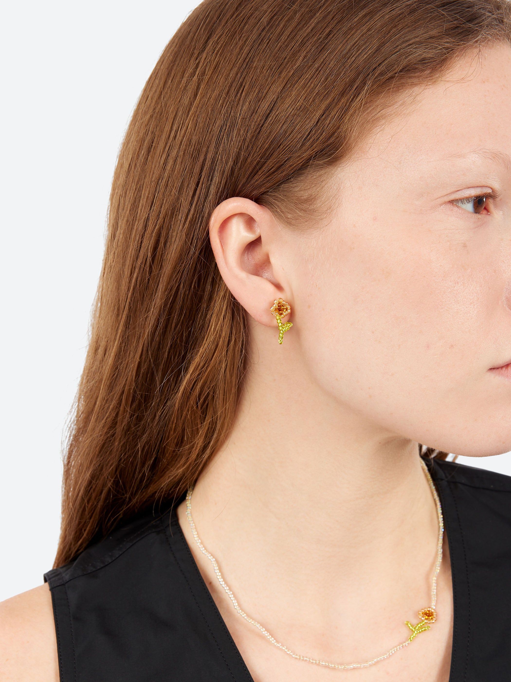 Brown Florecita Ear Stick