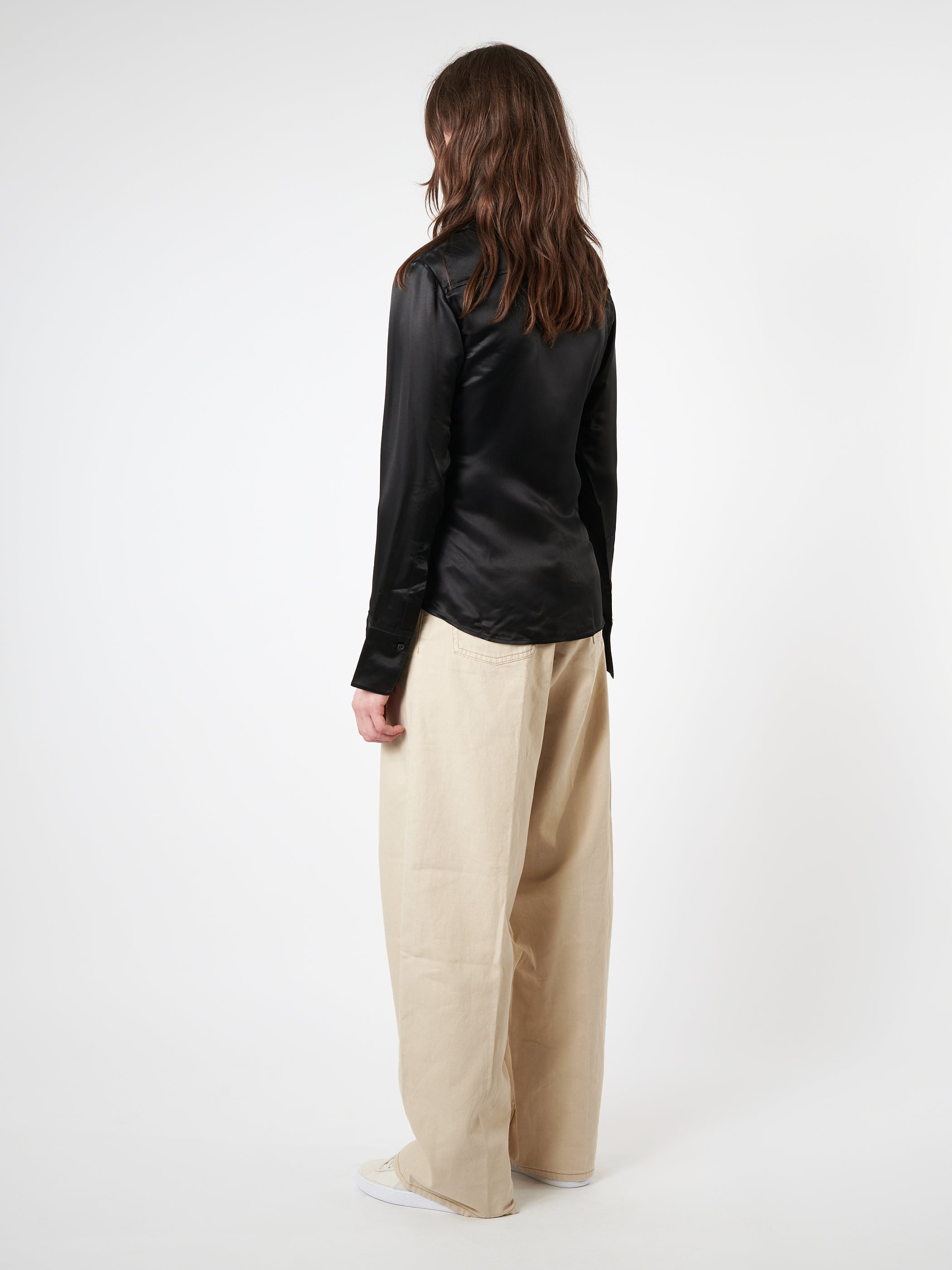 Silk Blend Button-Up Shirt