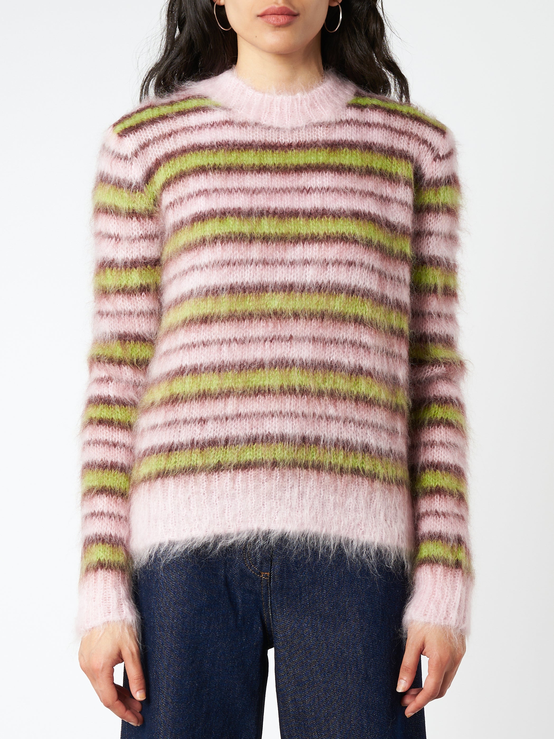 Striped Mohair And Wool Sweater