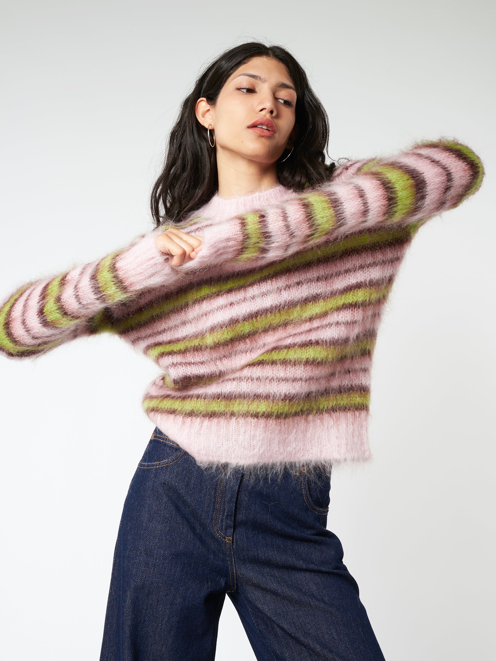 Striped Mohair And Wool Sweater
