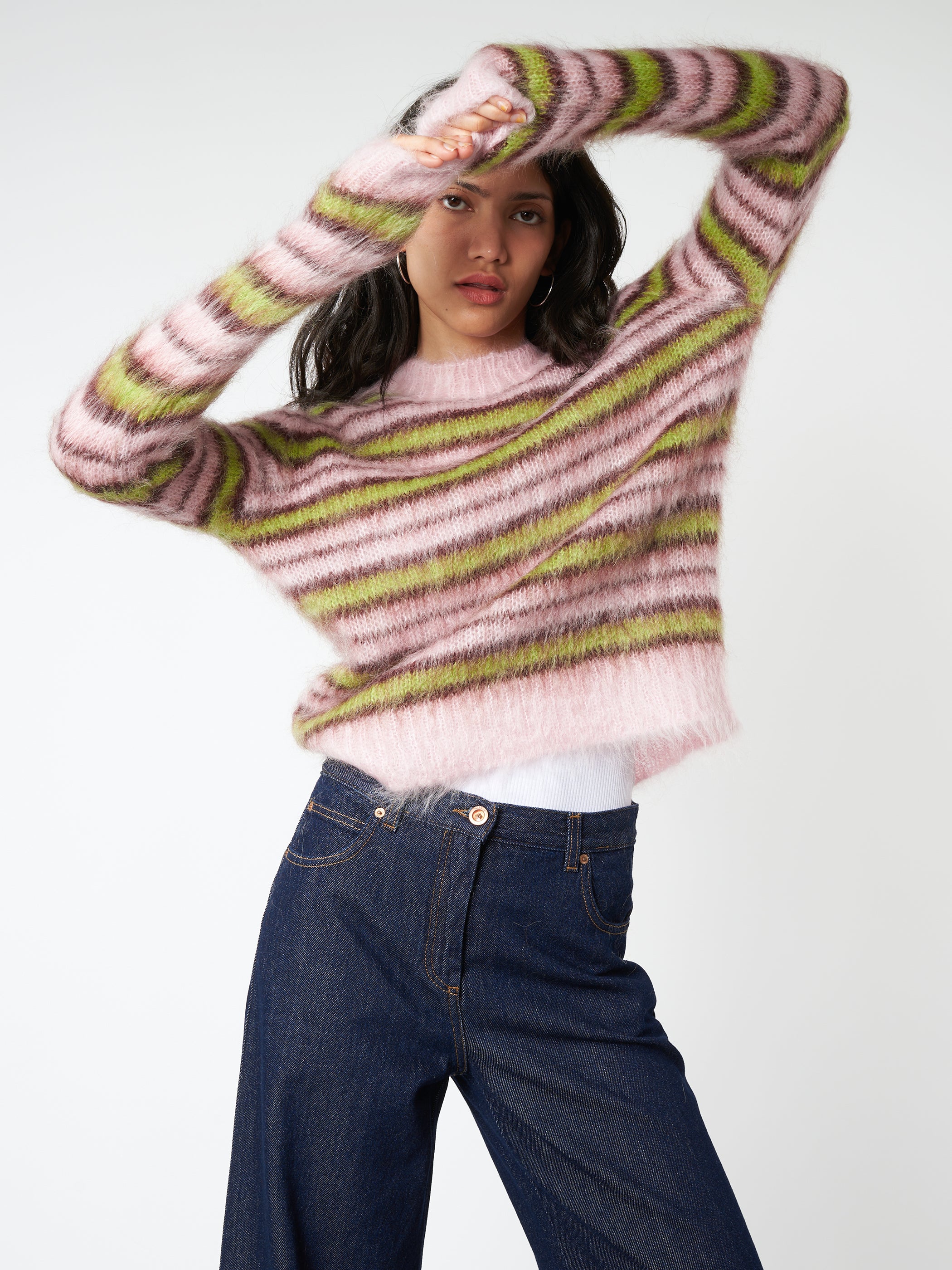 Striped Mohair And Wool Sweater