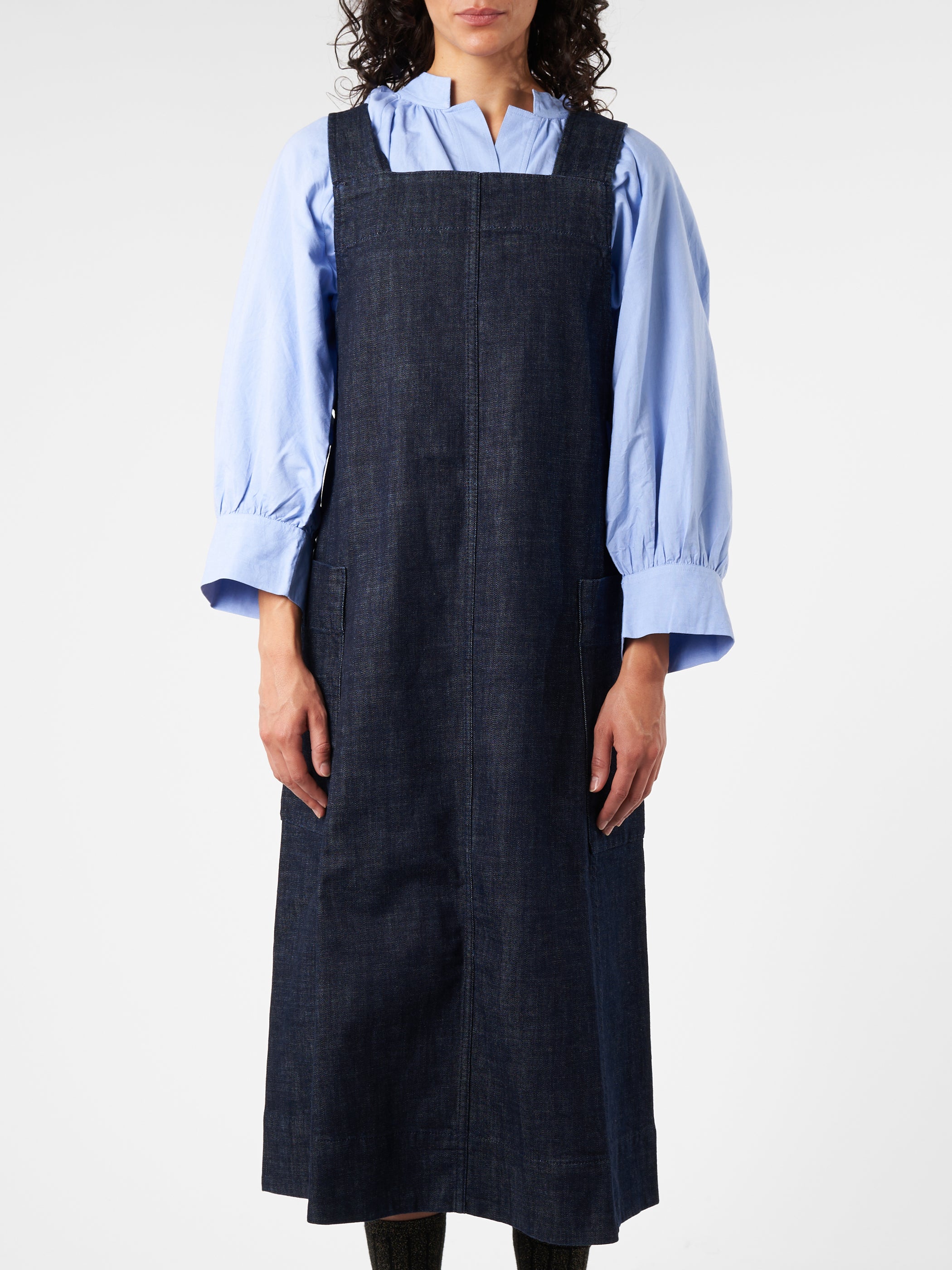 Indigo Denim Pinafore Dress