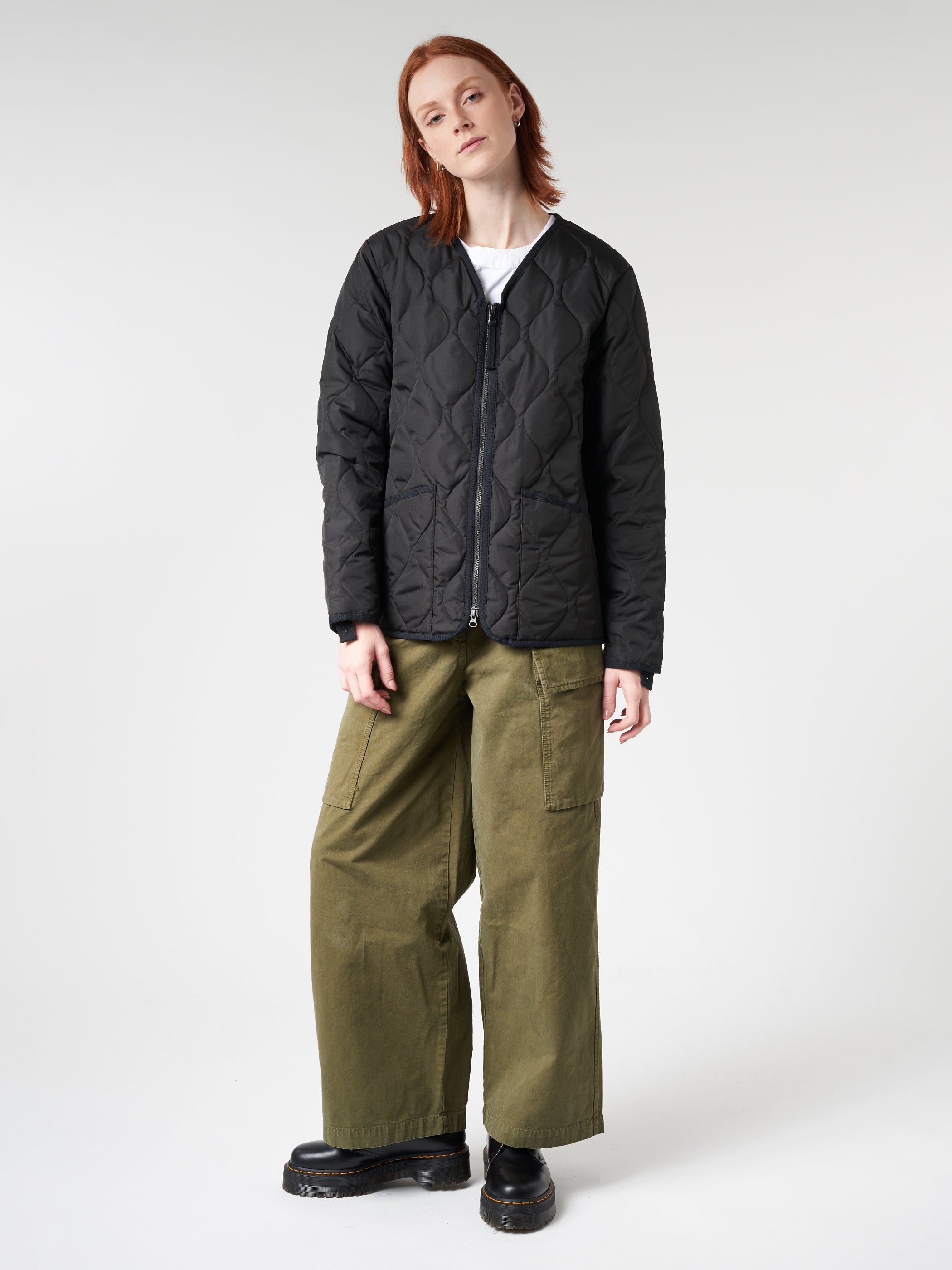 Military Zip V-Neck Down Jacket