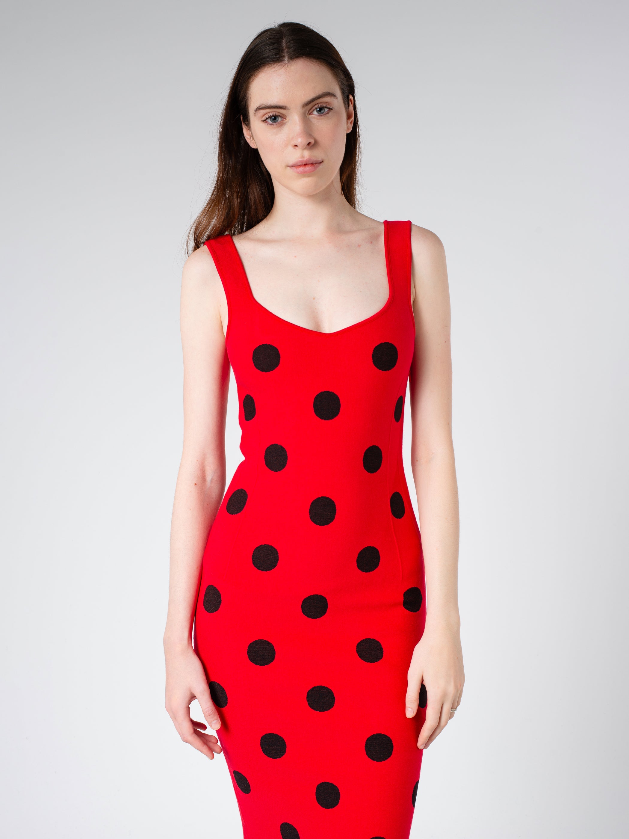 Viscose Sheath Dress with Polka Dots