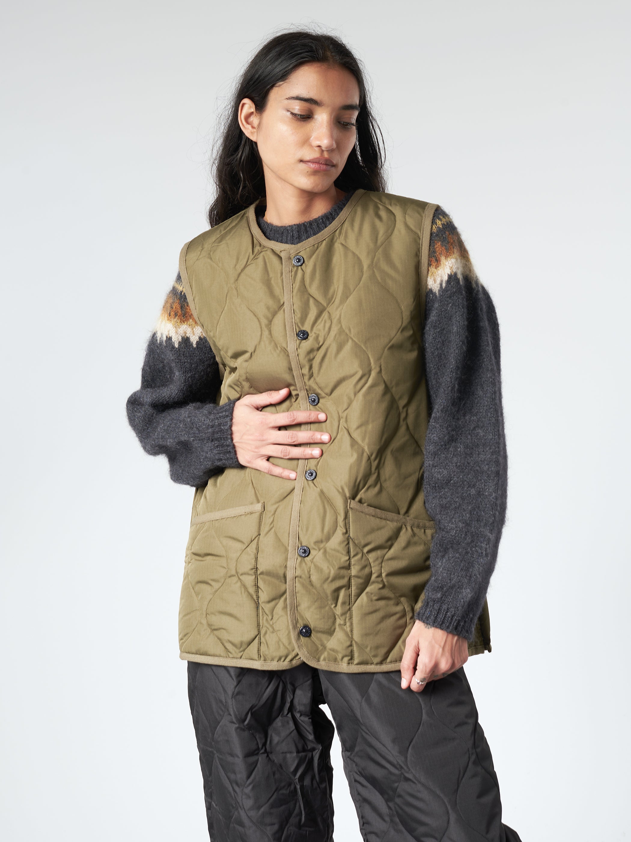 Military Crew Neck Down Vest