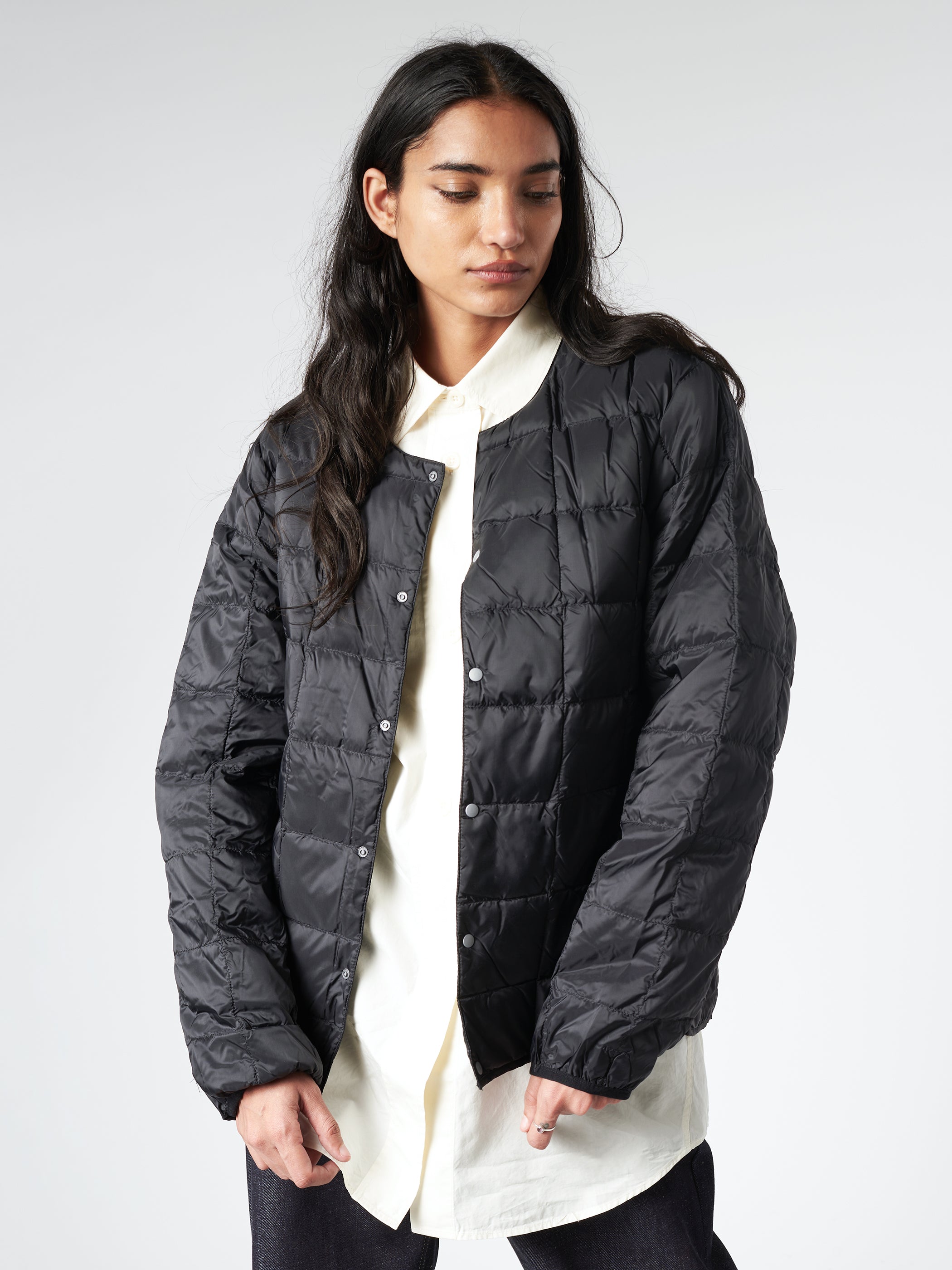 Crew Neck Button Down Jacket