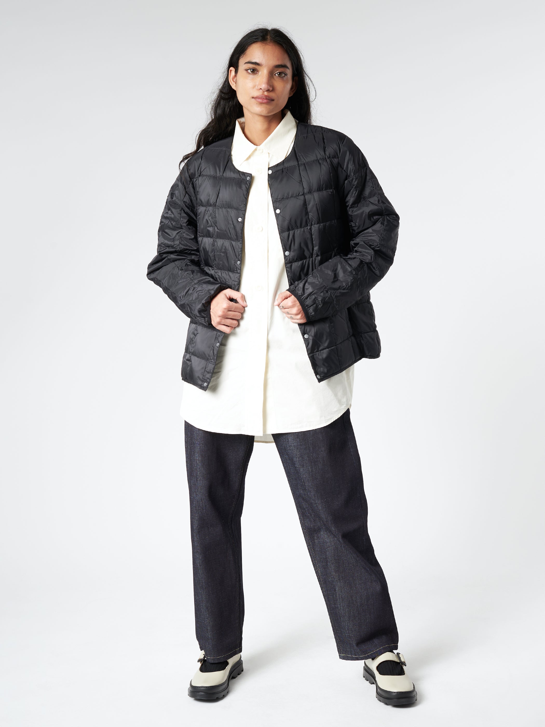 Crew Neck Button Down Jacket