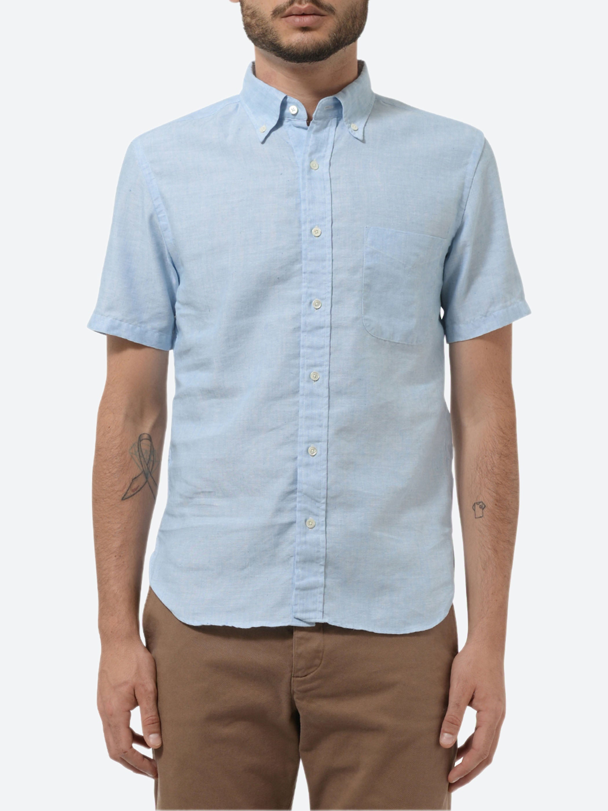 Linen Coolmax Button-Down Short Sleeve Shirt