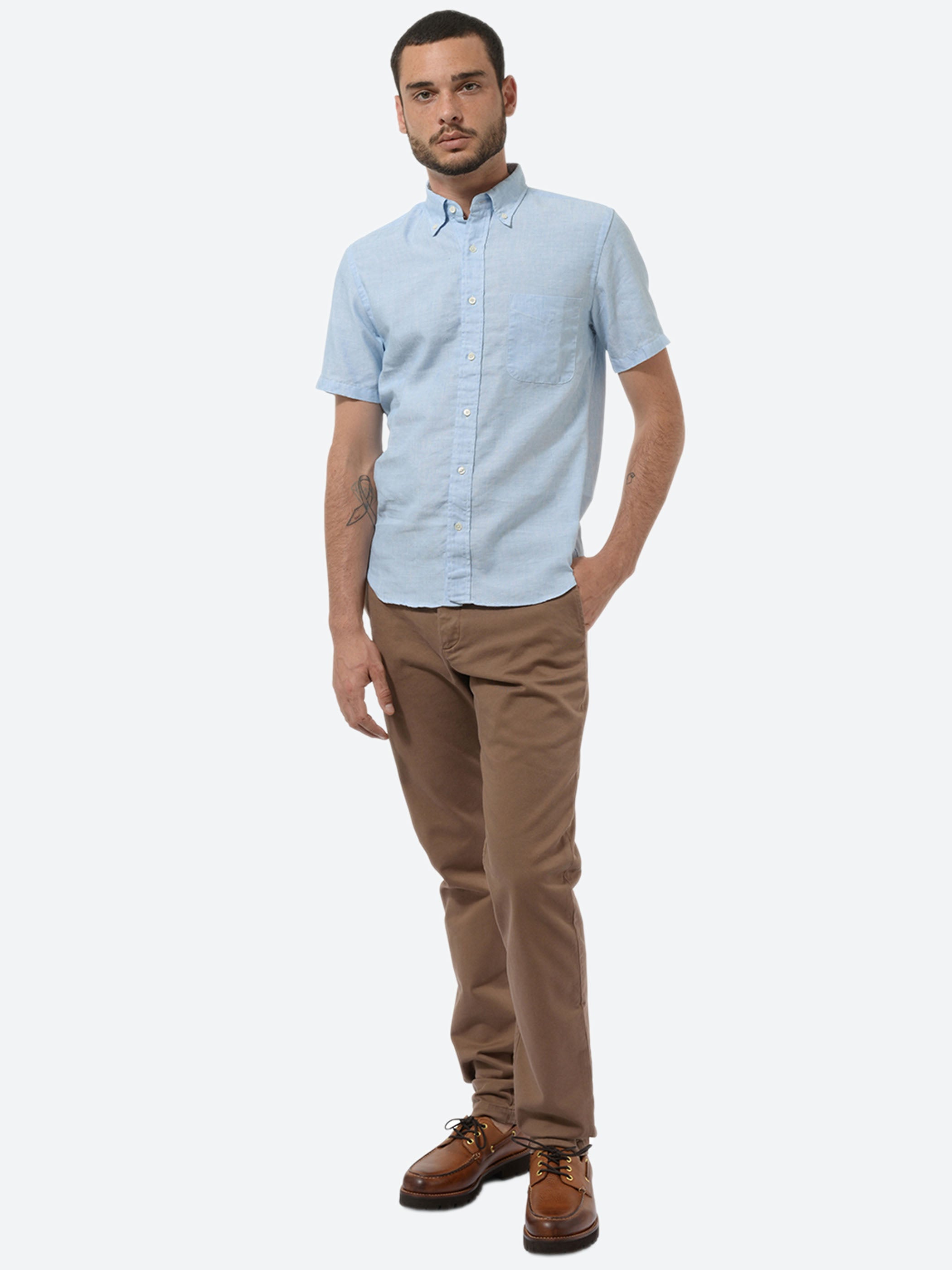 Linen Coolmax Button-Down Short Sleeve Shirt
